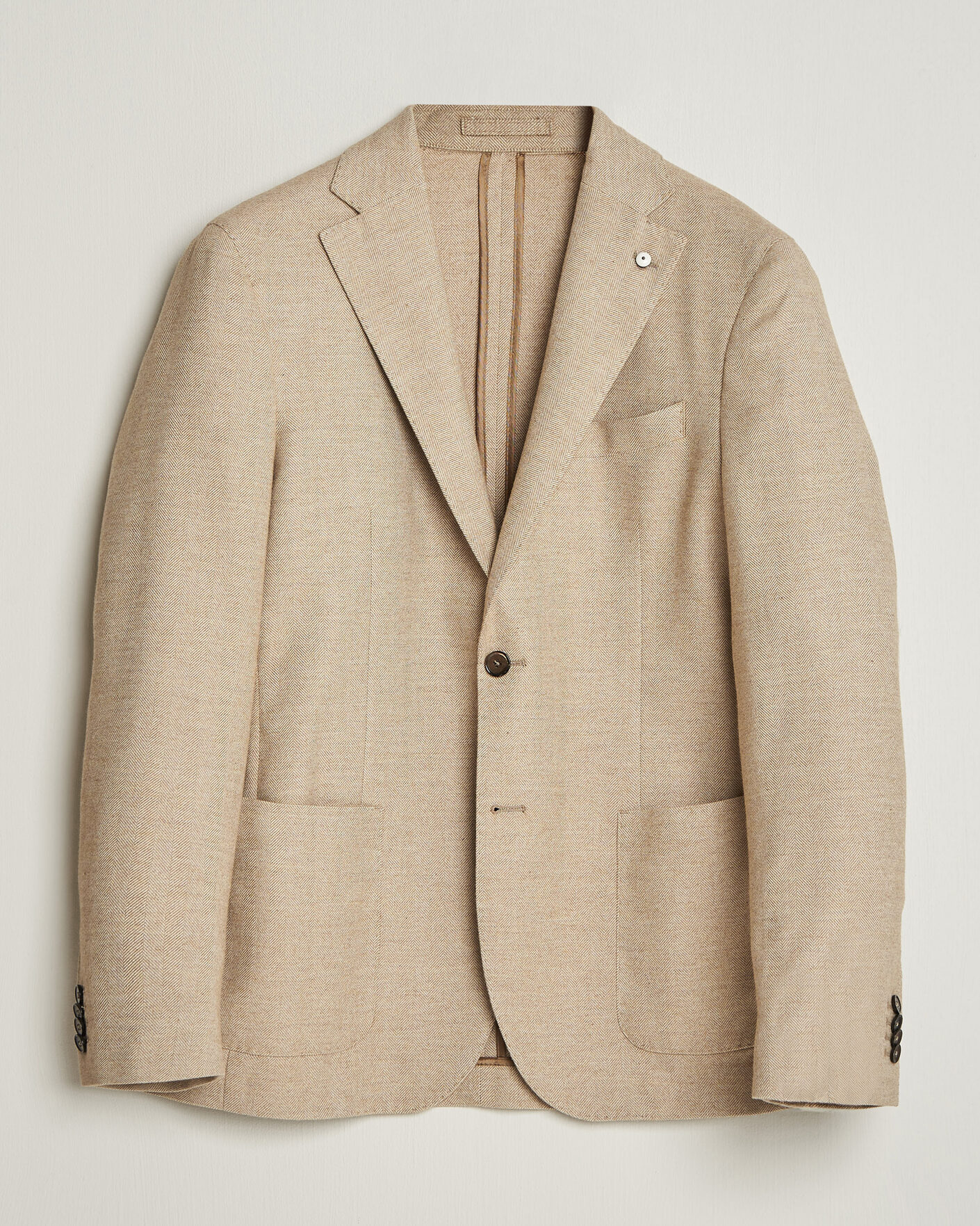 Herr | Kavajer | L.B.M. 1911 | Jack Cotton Herringbone Blazer Beige