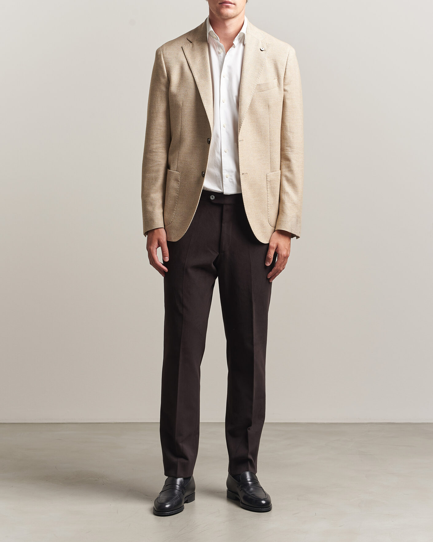 Herr | Kavajer | L.B.M. 1911 | Jack Cotton Herringbone Blazer Beige