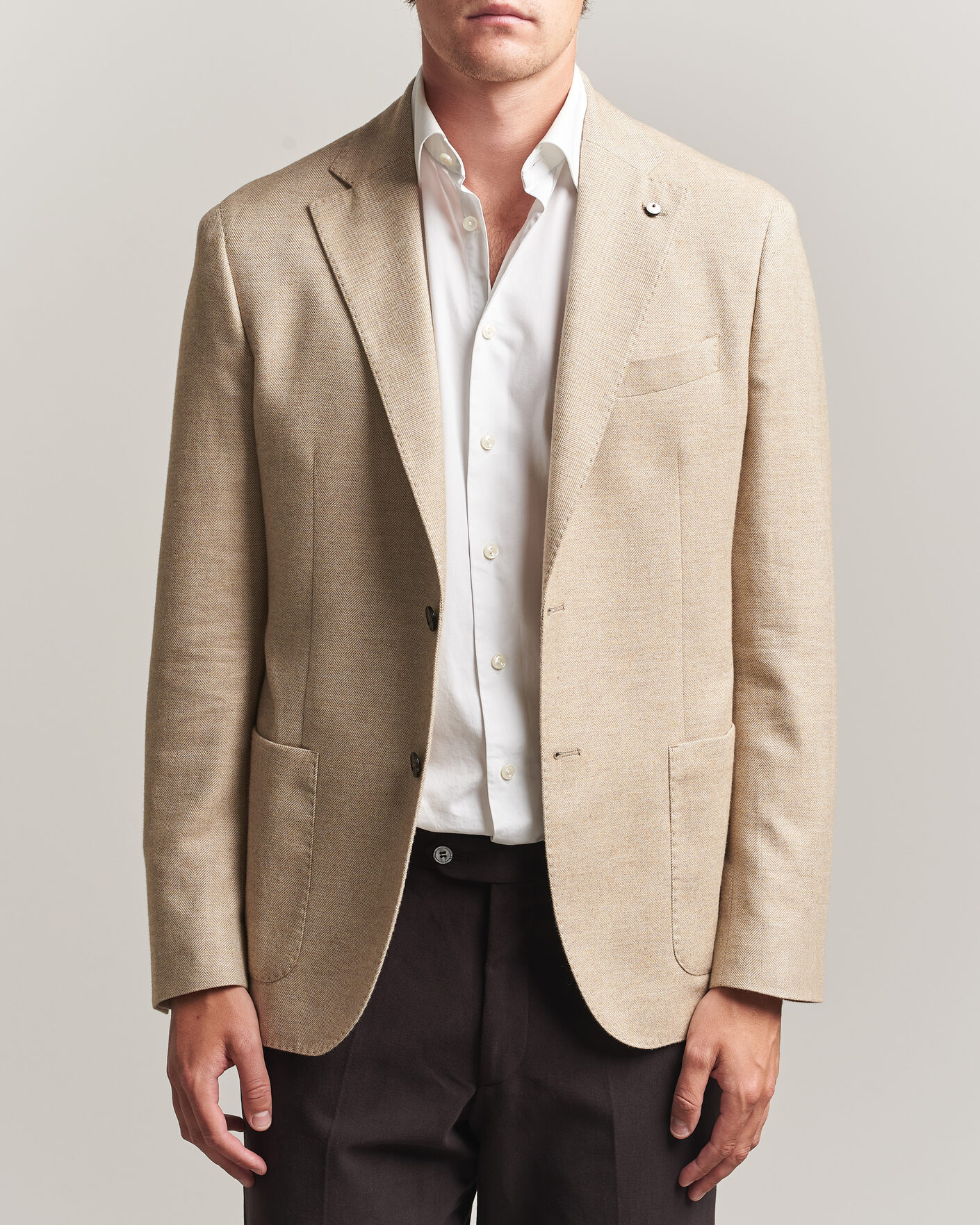 Herr | Kavajer | L.B.M. 1911 | Jack Cotton Herringbone Blazer Beige