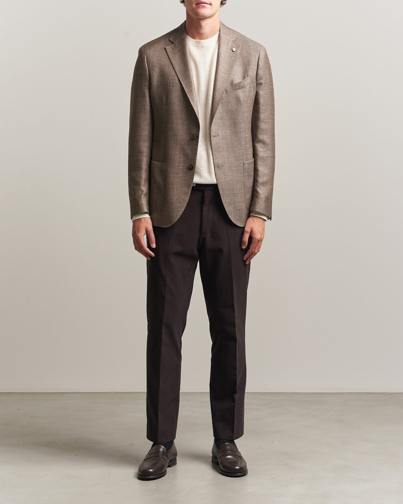 Herr | Kavajer | L.B.M. 1911 | Jack Wool/Silk Hopsack Blazer Brown