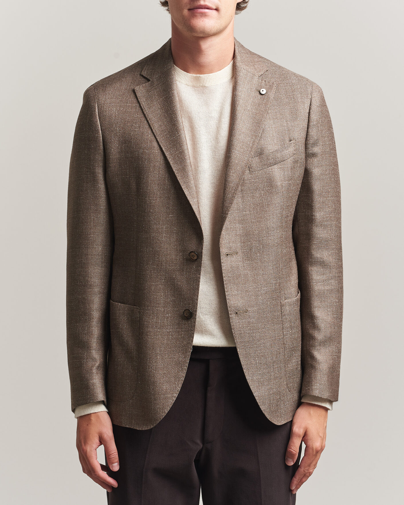 Herr | Kavajer | L.B.M. 1911 | Jack Wool/Silk Hopsack Blazer Brown