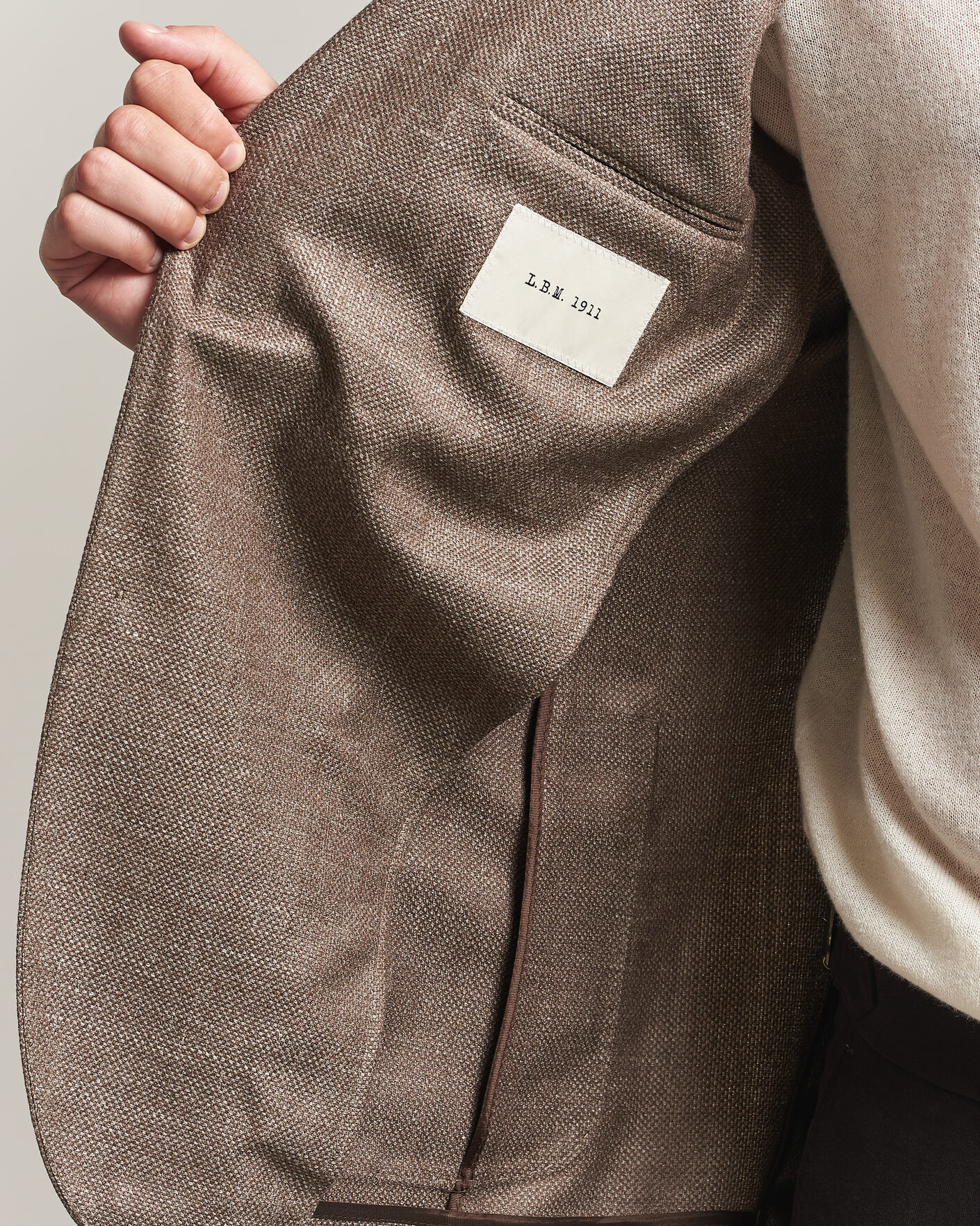 Herr | Kavajer | L.B.M. 1911 | Jack Wool/Silk Hopsack Blazer Brown