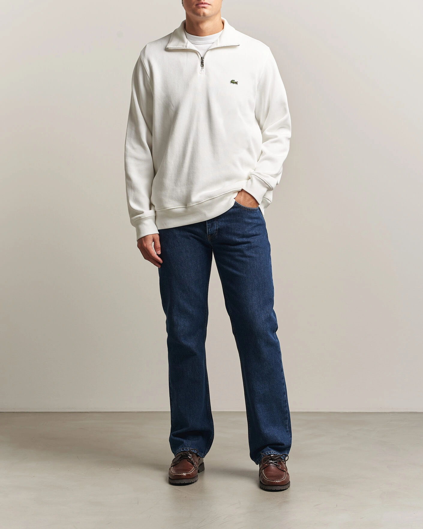 Herr | Tröjor | Lacoste | Rib Interlock Half Zip Flour