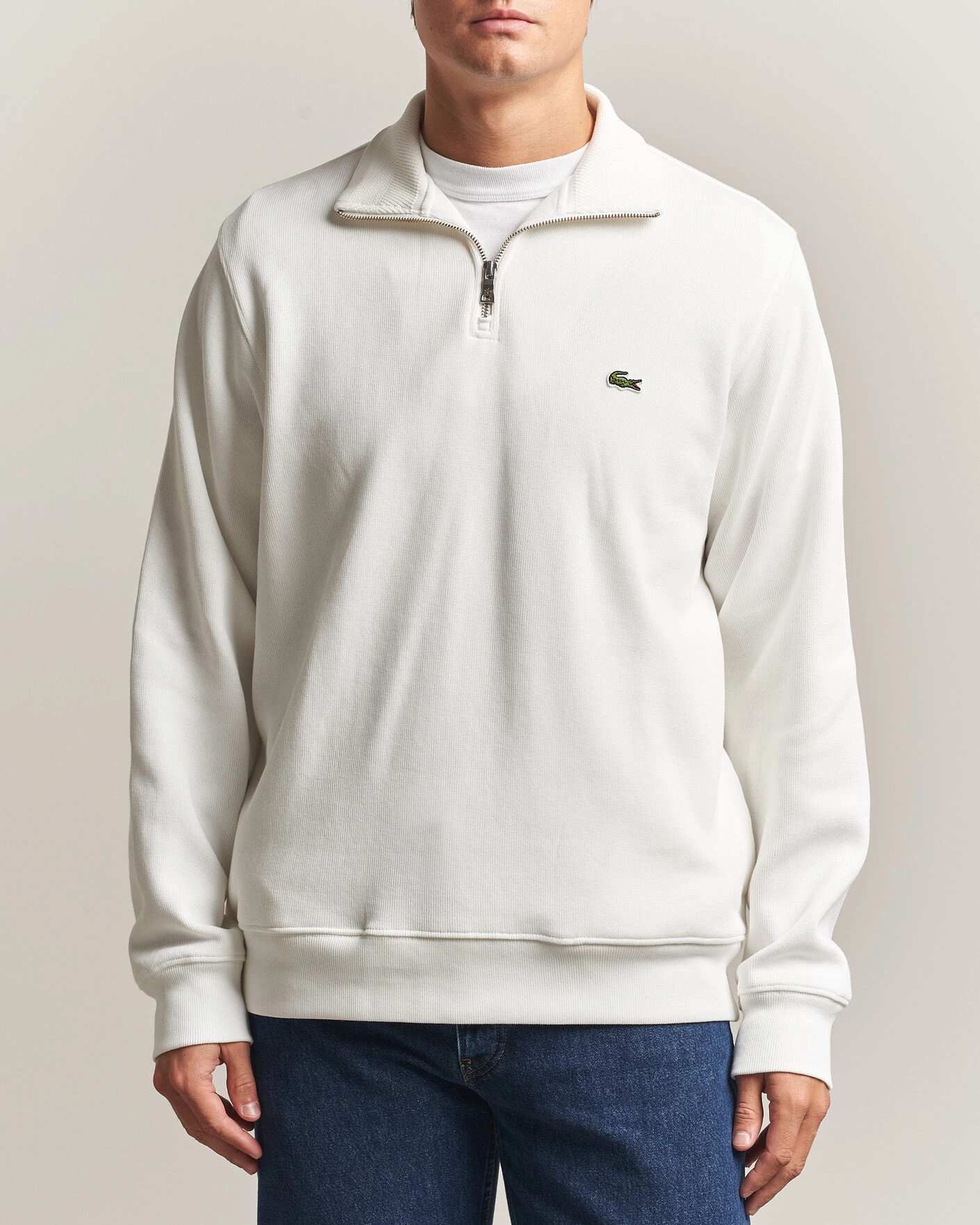 Herr | Tröjor | Lacoste | Rib Interlock Half Zip Flour