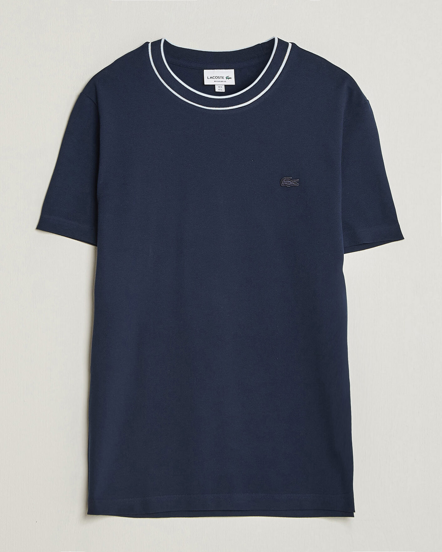 Herr | T-Shirts | Lacoste | Contrast Rib Piqué T-Shirt Navy Blue