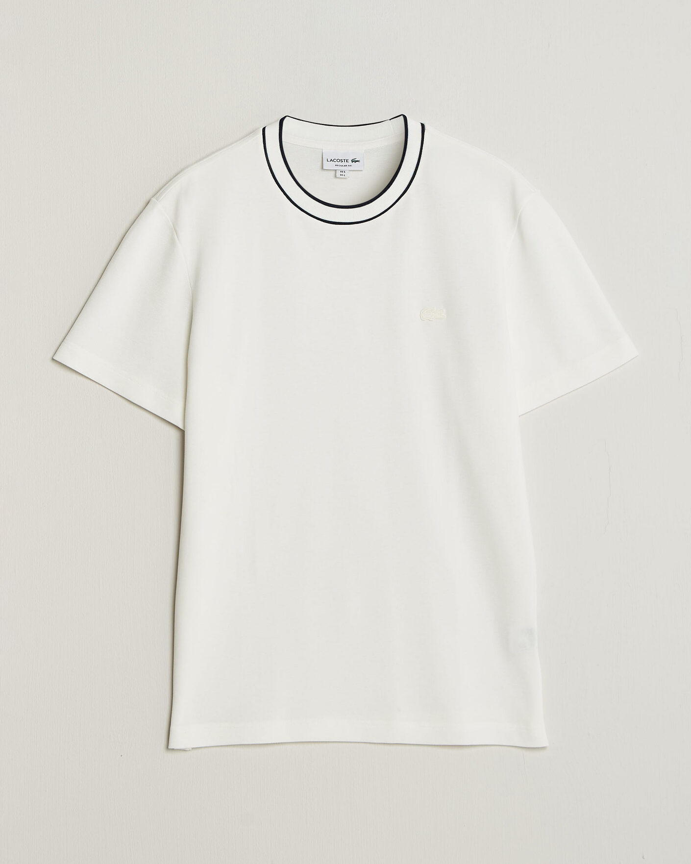 Herr | T-Shirts | Lacoste | Contrast Rib Piqué T-Shirt Flour