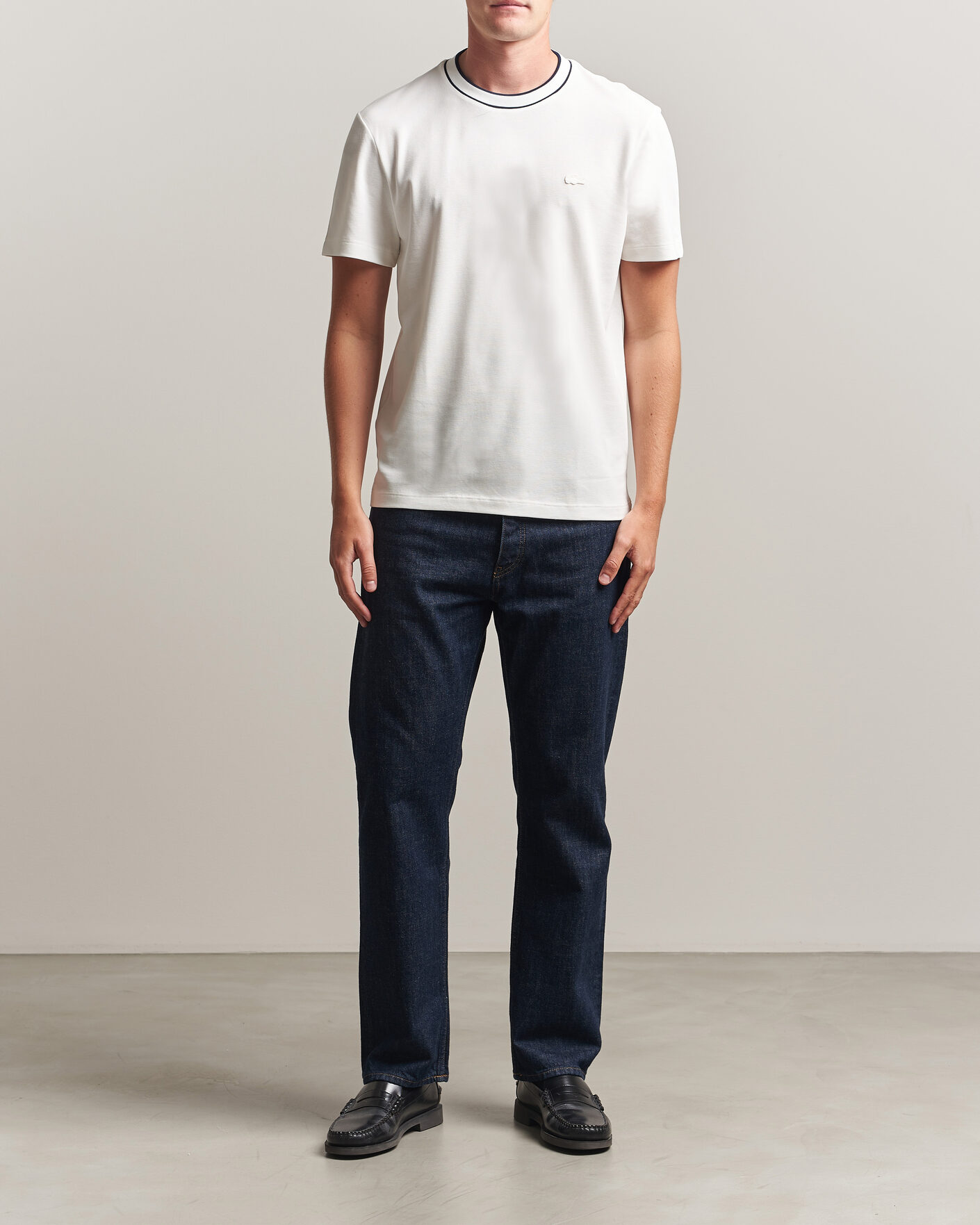 Herr | T-Shirts | Lacoste | Contrast Rib Piqué T-Shirt Flour