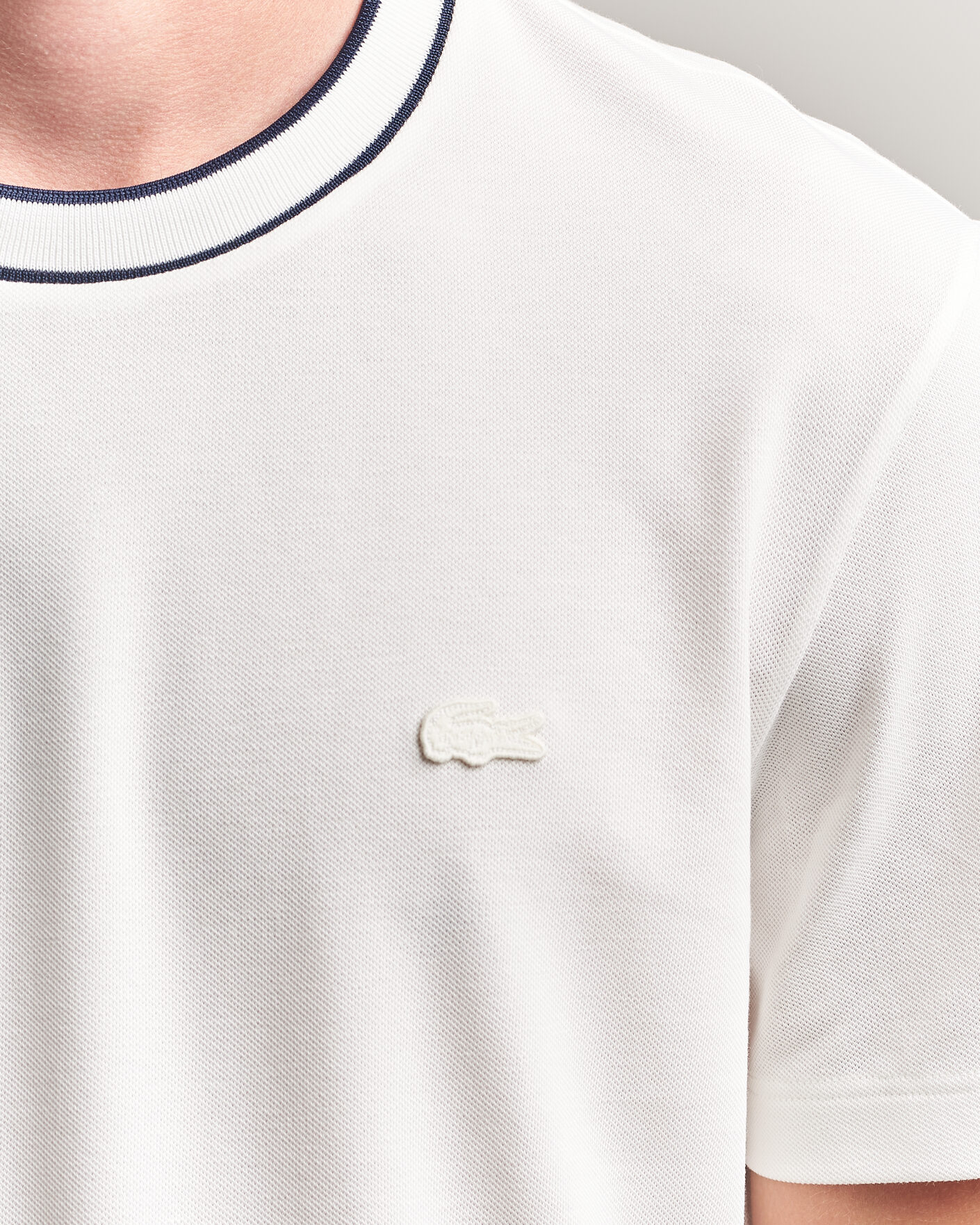 Herr | T-Shirts | Lacoste | Contrast Rib Piqué T-Shirt Flour