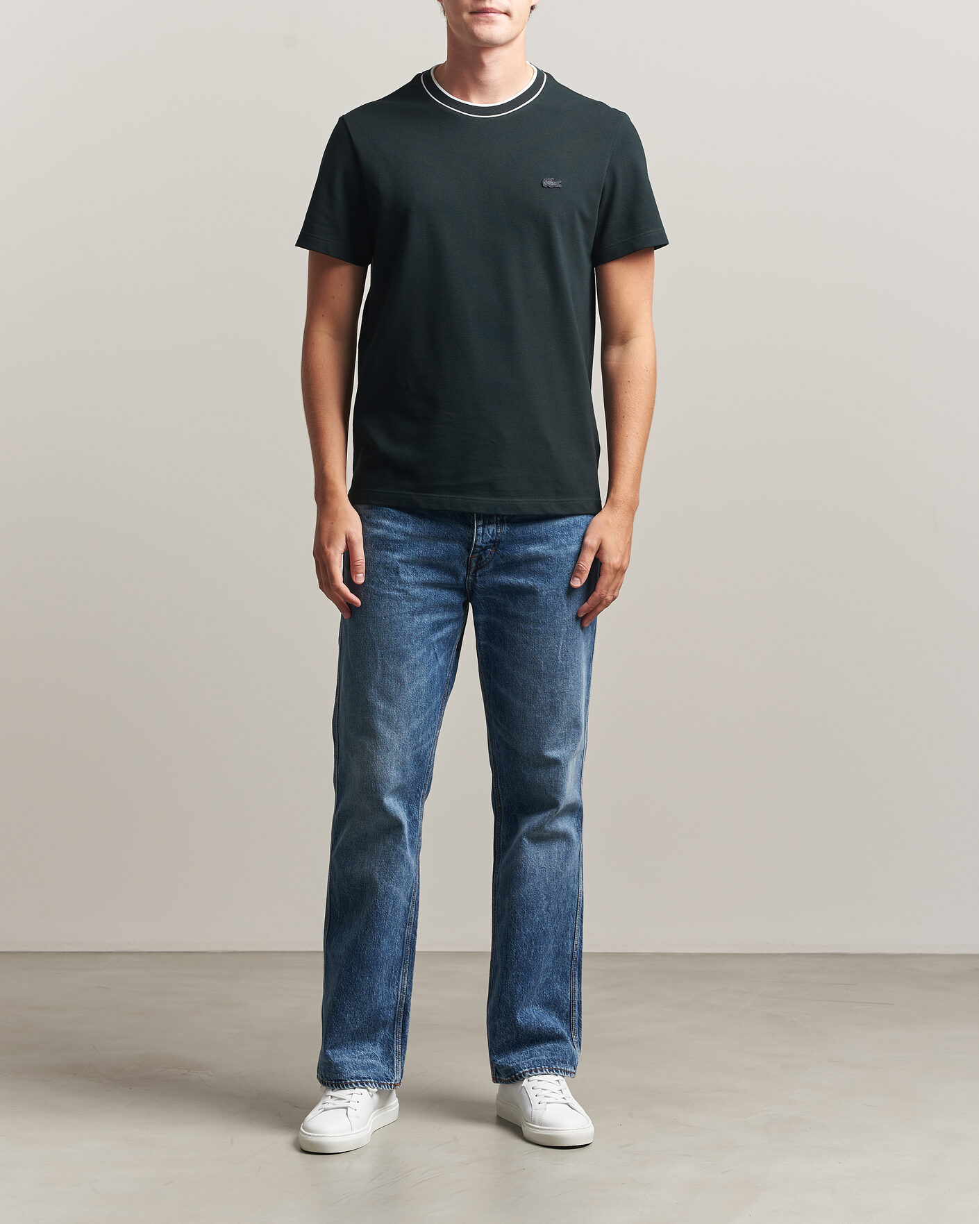 Herr | T-Shirts | Lacoste | Contrast Rib Piqué T-Shirt Dark Varech