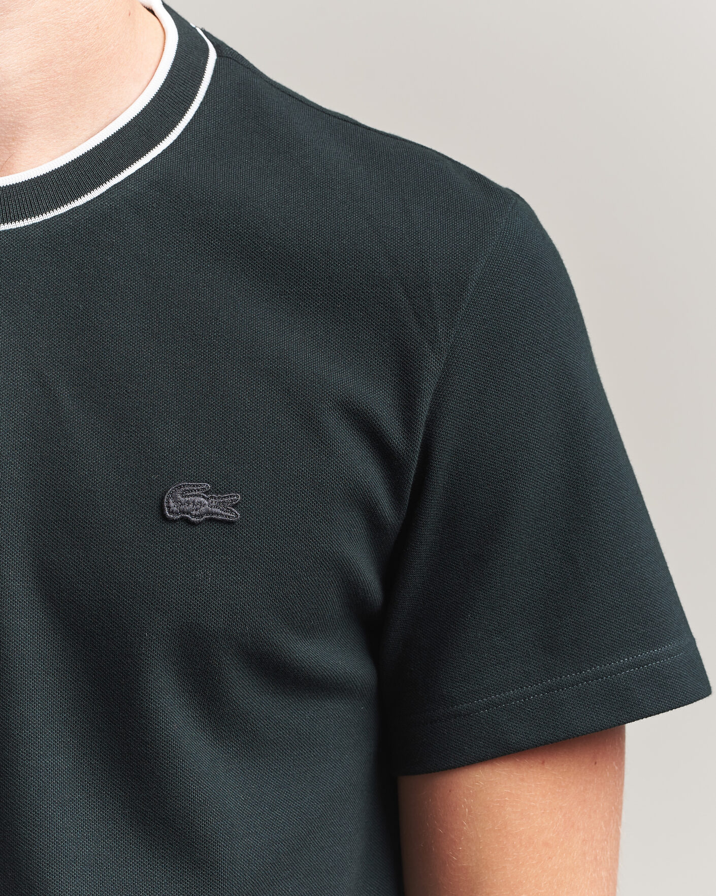 Herr | T-Shirts | Lacoste | Contrast Rib Piqué T-Shirt Dark Varech