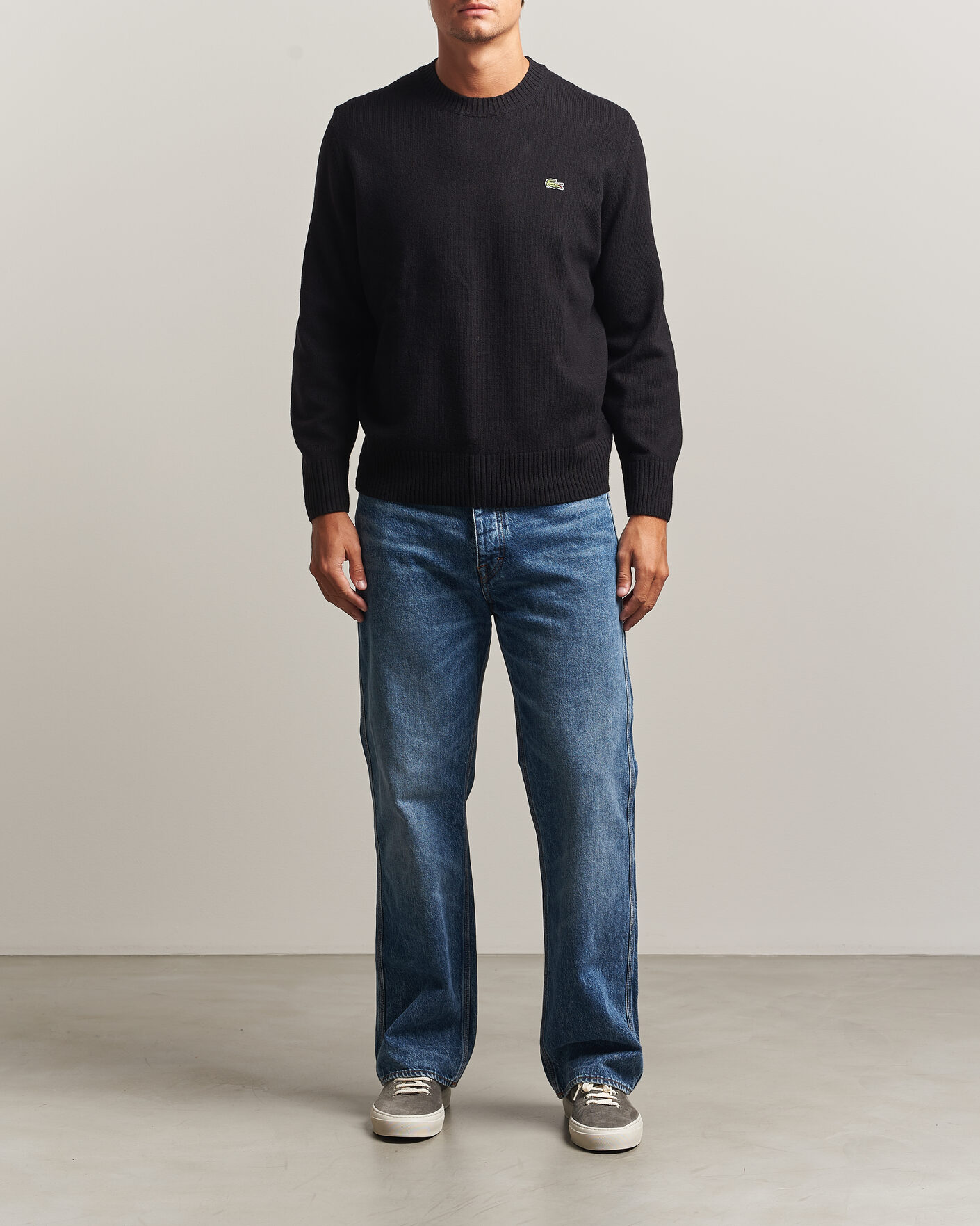 Herr | Tröjor | Lacoste | Carded Wool Crew Neck Black