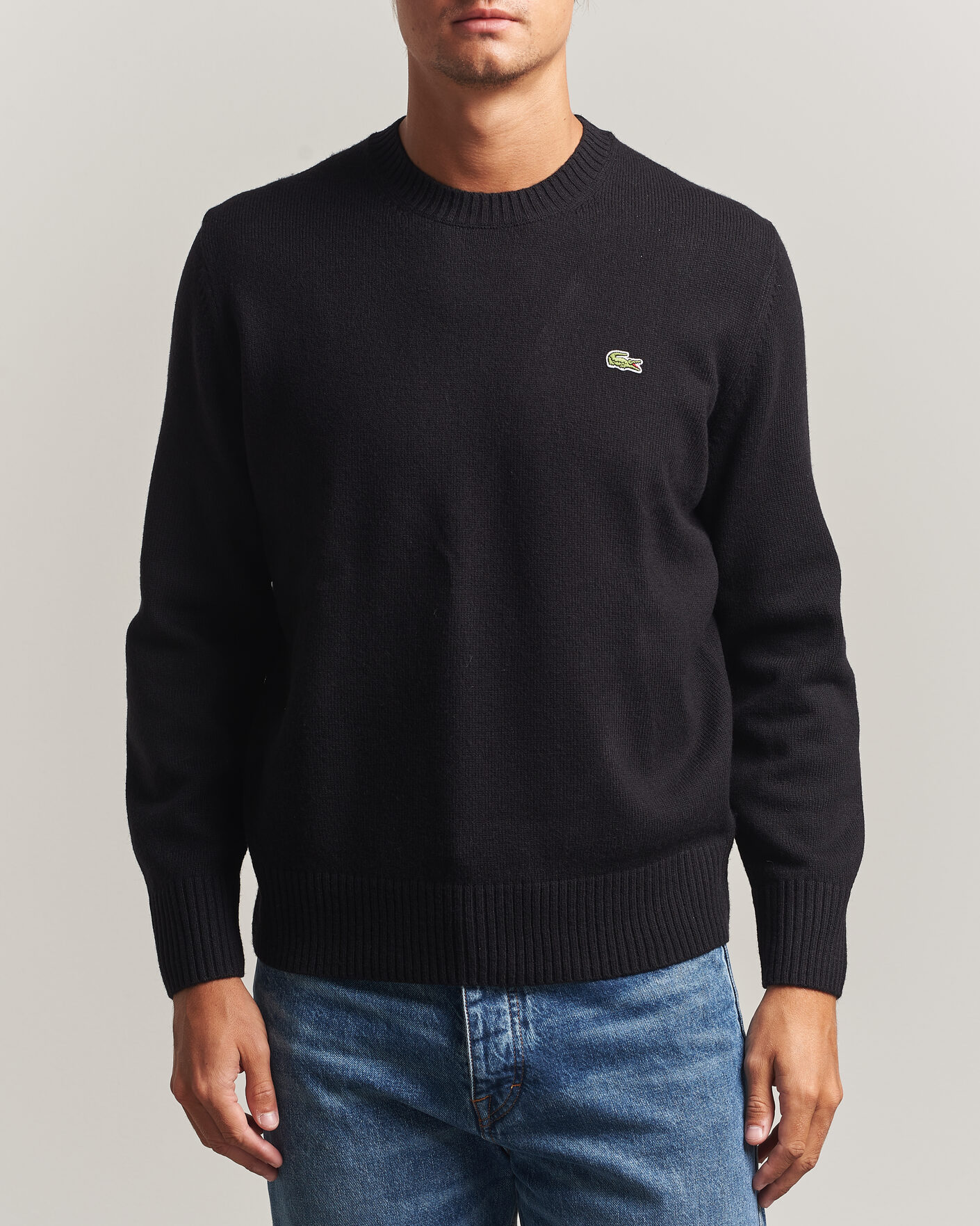 Herr | Tröjor | Lacoste | Carded Wool Crew Neck Black