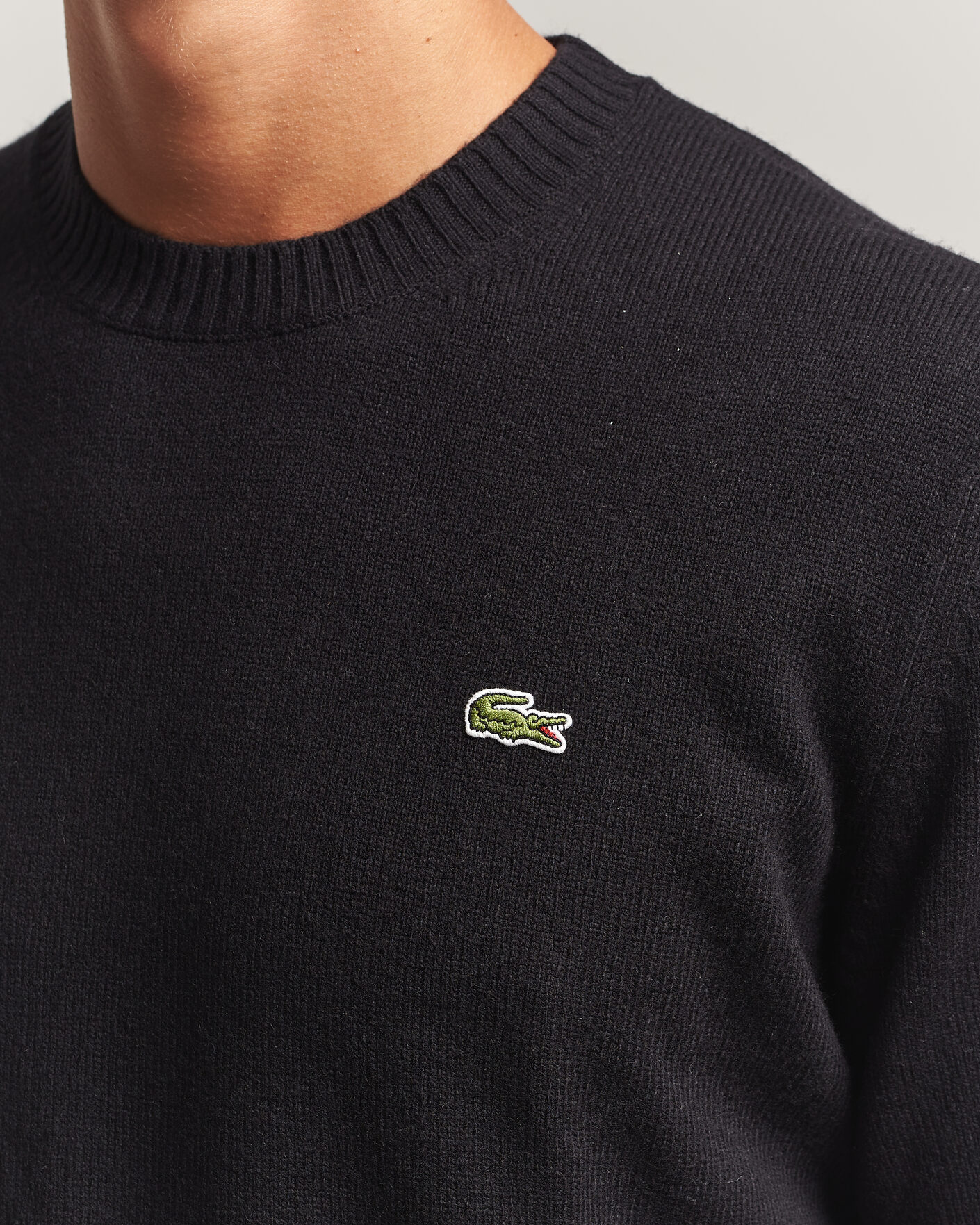 Herr | Tröjor | Lacoste | Carded Wool Crew Neck Black