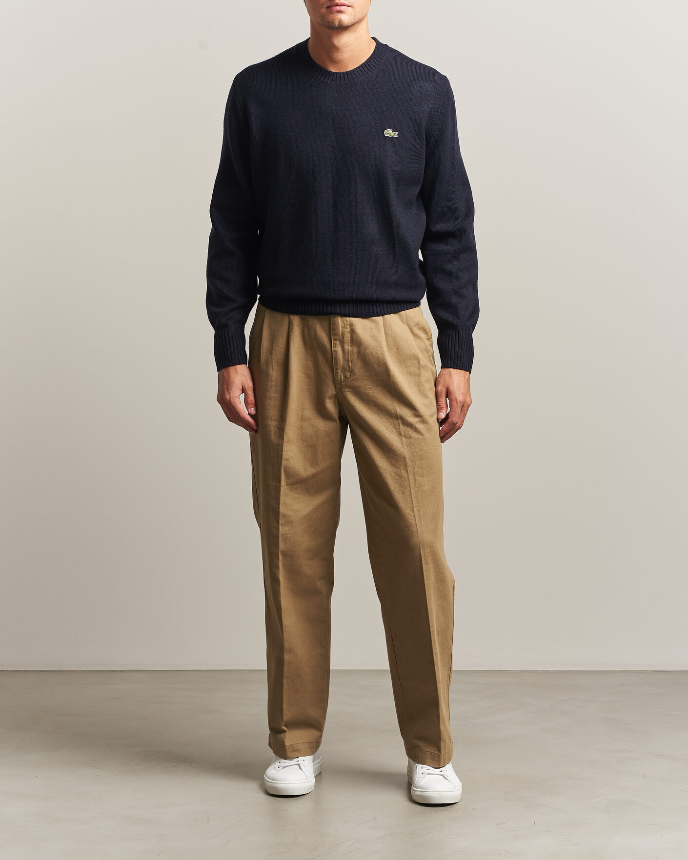 Herr | Tröjor | Lacoste | Carded Wool Crew Neck Navy Blue