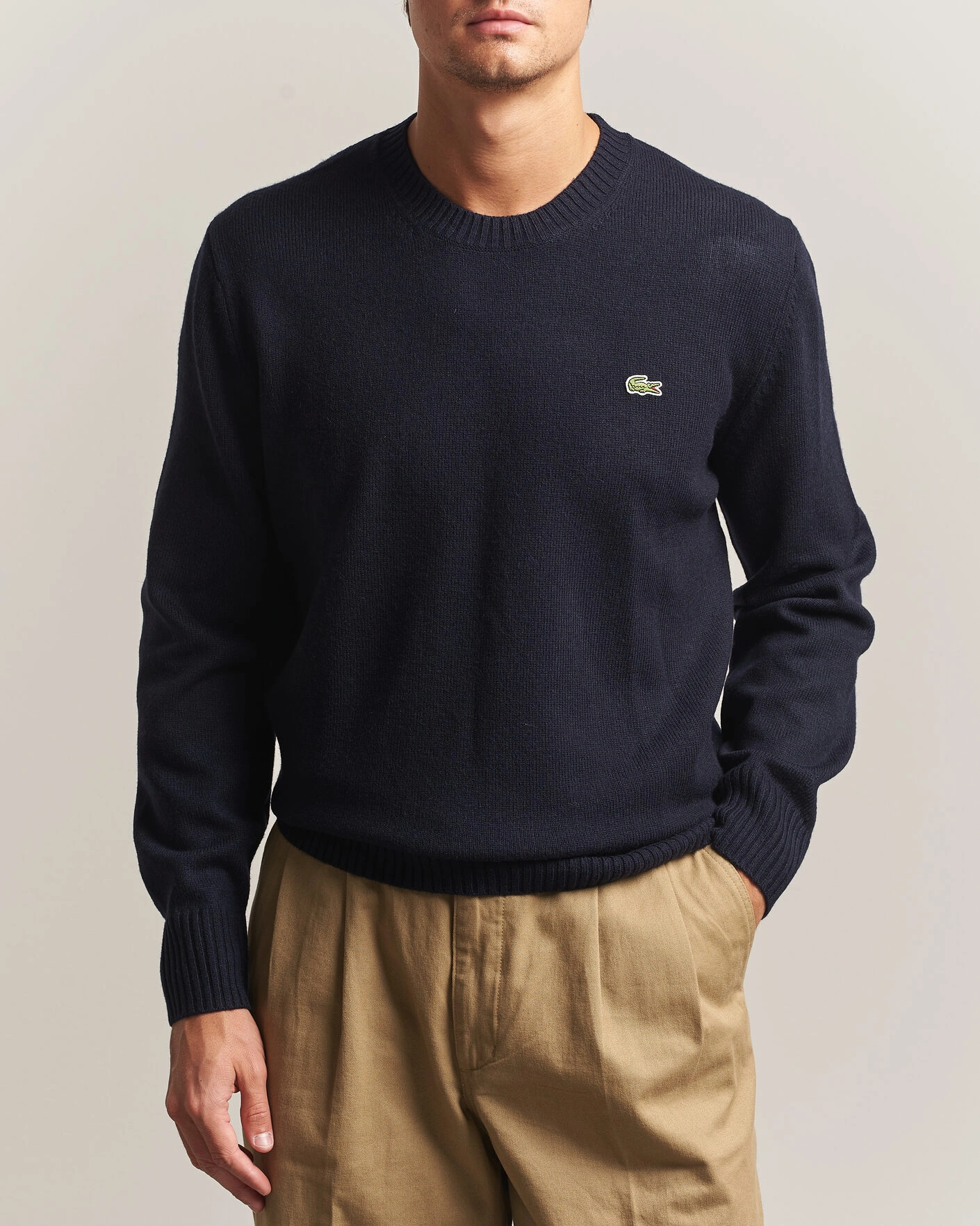 Herr | Tröjor | Lacoste | Carded Wool Crew Neck Navy Blue