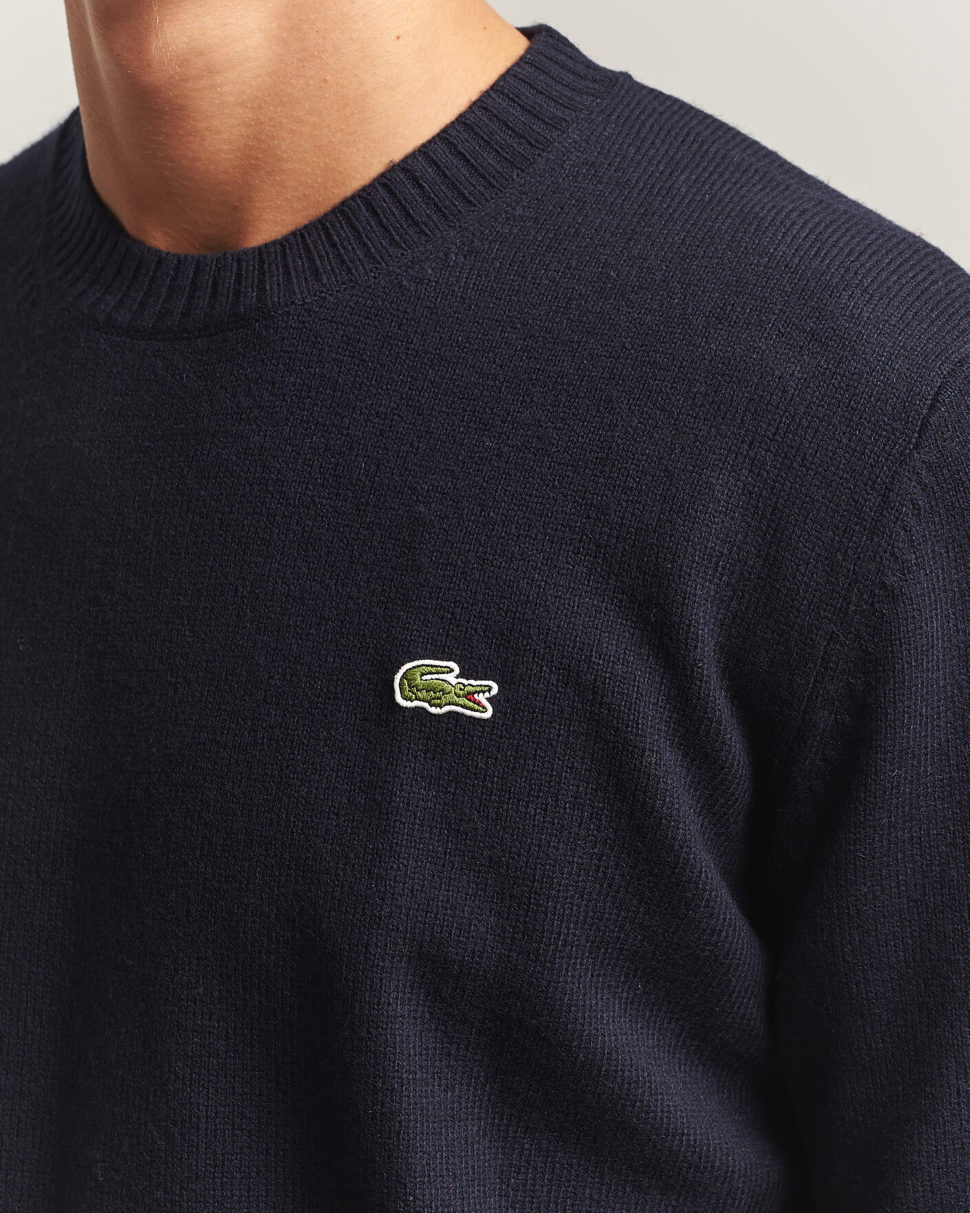 Herr | Tröjor | Lacoste | Carded Wool Crew Neck Navy Blue