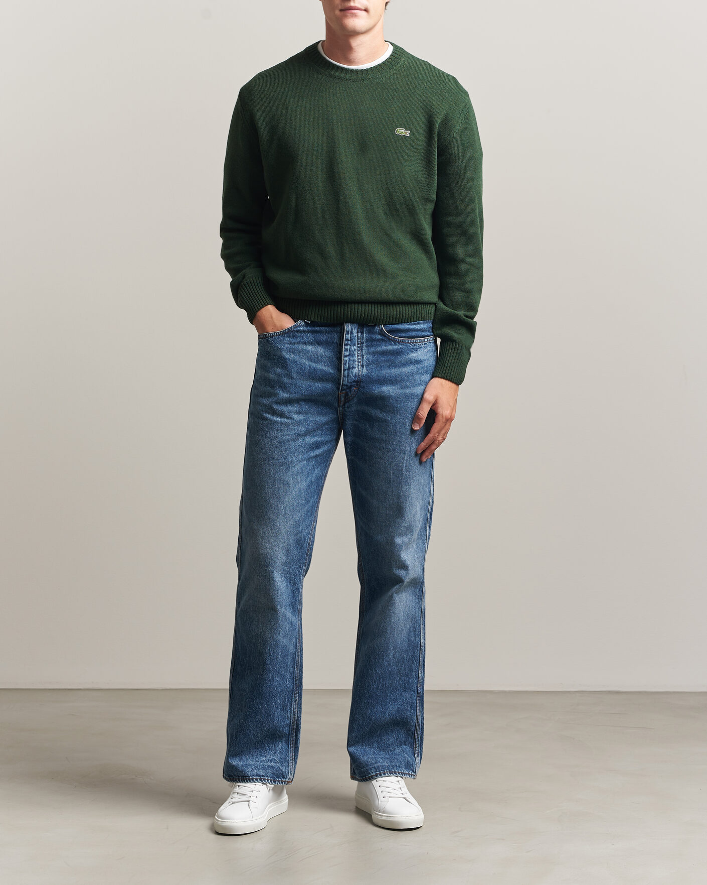 Herr | Tröjor | Lacoste | Carded Wool Crew Neck Sinople