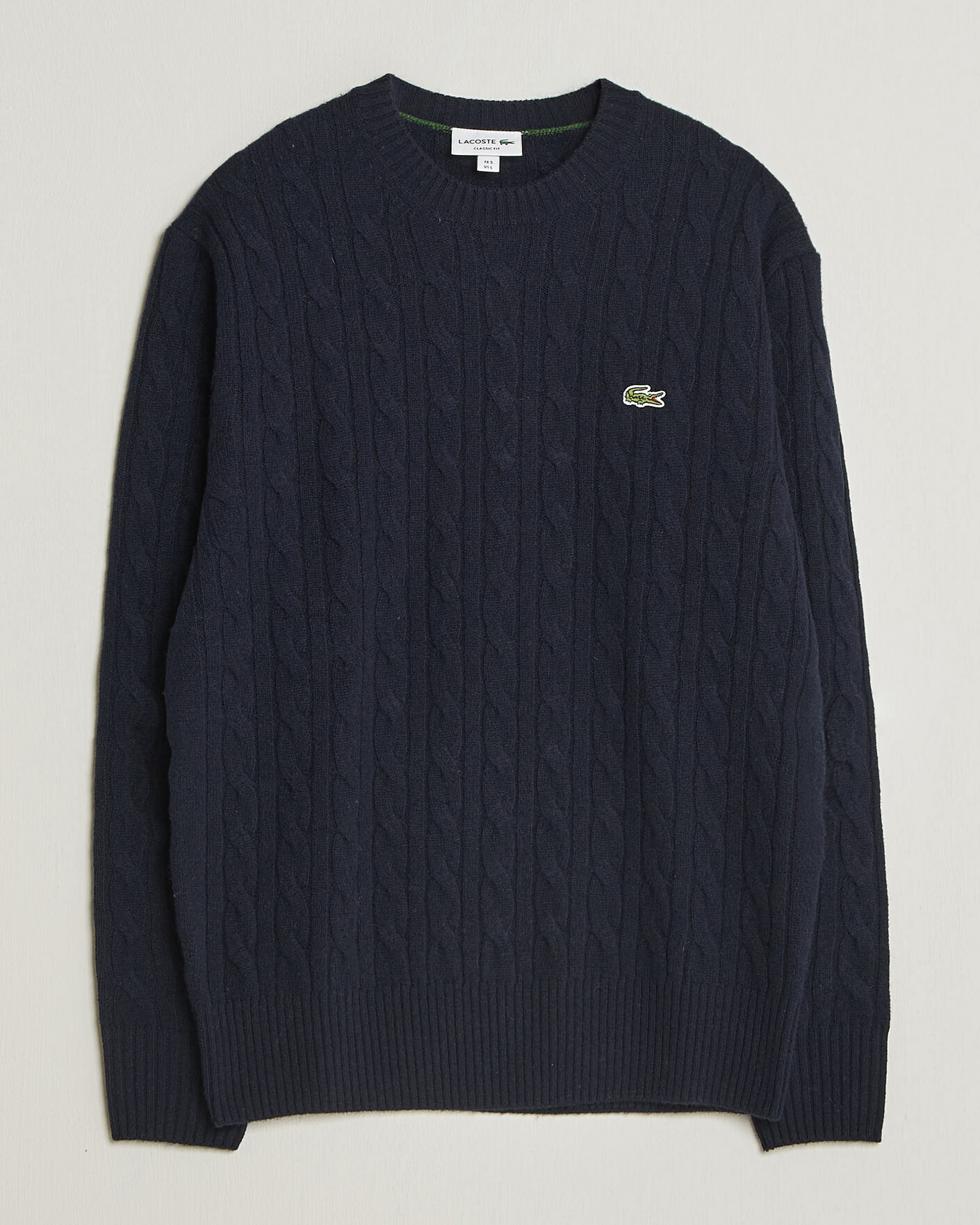 Herr | Tröjor | Lacoste | Carded Wool Cable Crew Neck Navy Blue