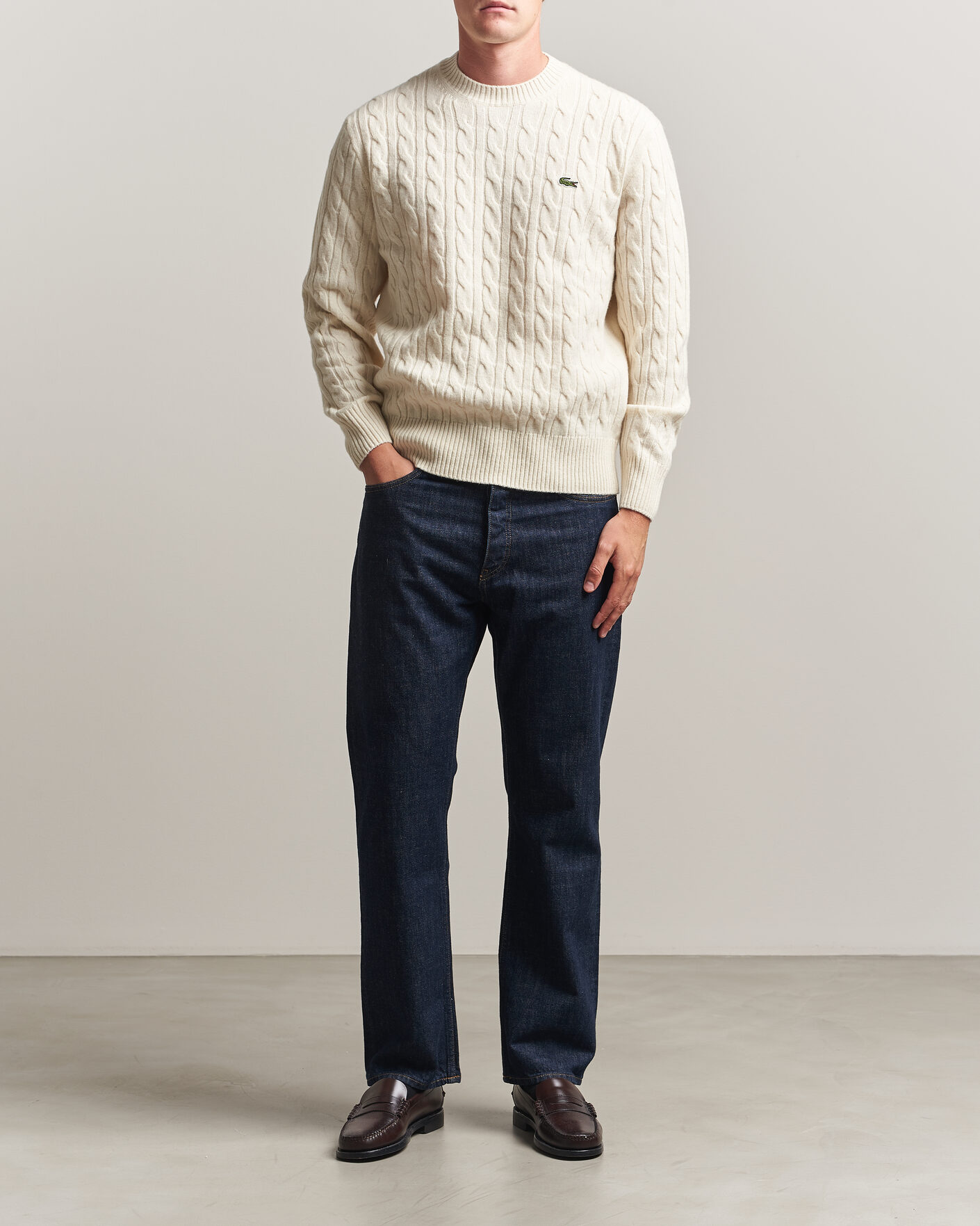 Herr | Tröjor | Lacoste | Carded Wool Cable Crew Neck Lapland