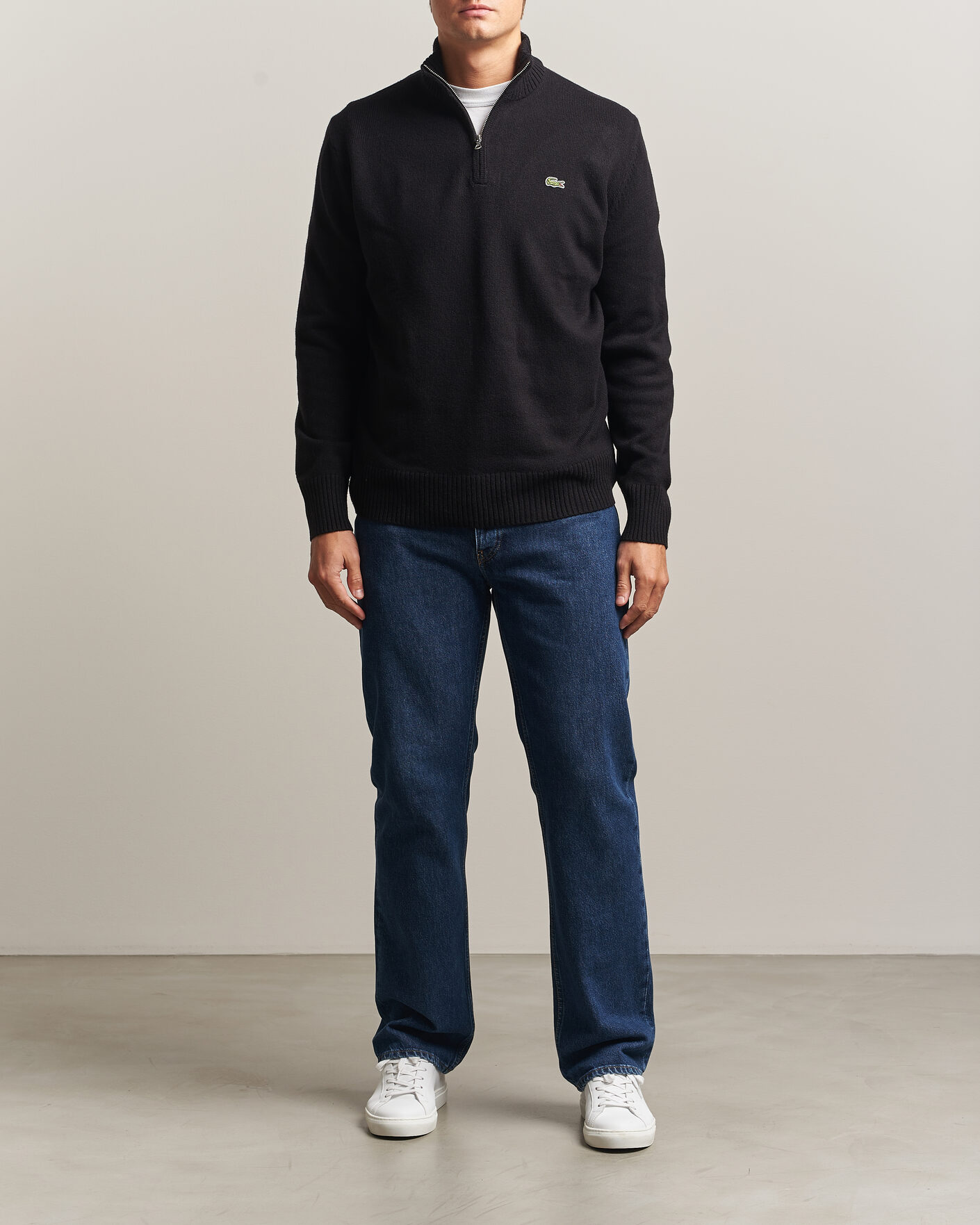 Herr | Tröjor | Lacoste | Carded Wool Half Zip Black