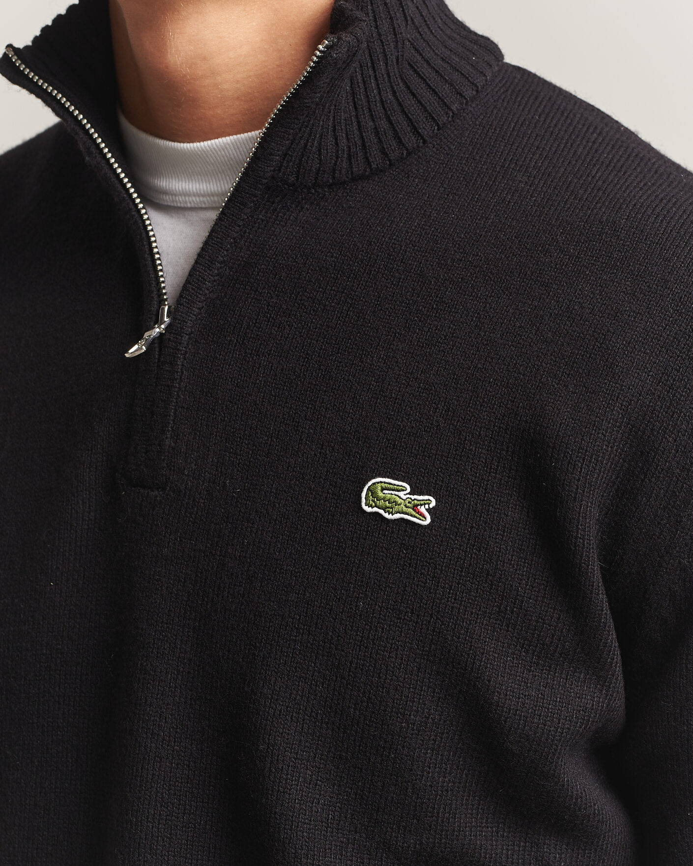Herr | Tröjor | Lacoste | Carded Wool Half Zip Black