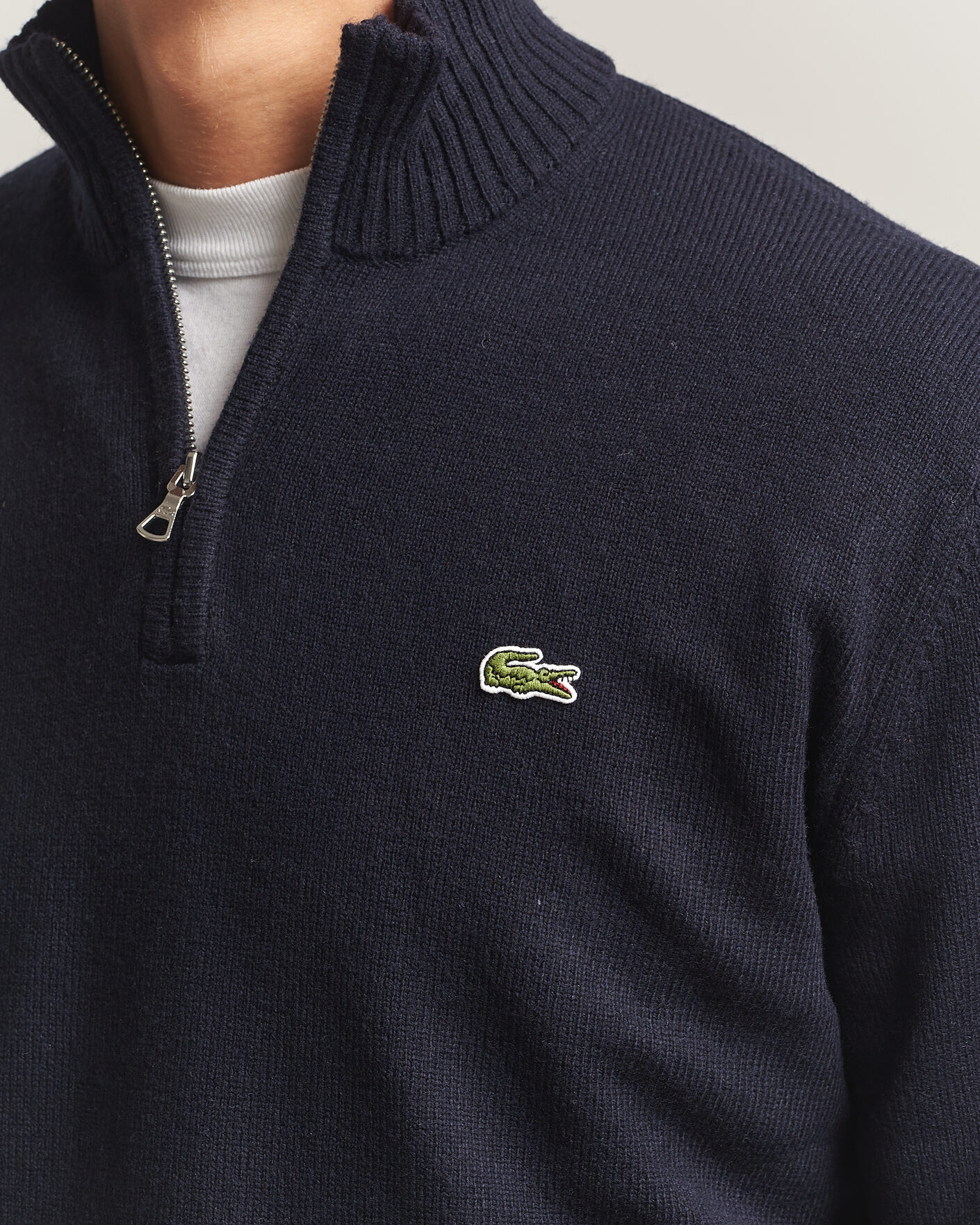 Herr | Tröjor | Lacoste | Carded Wool Half Zip Navy Blue