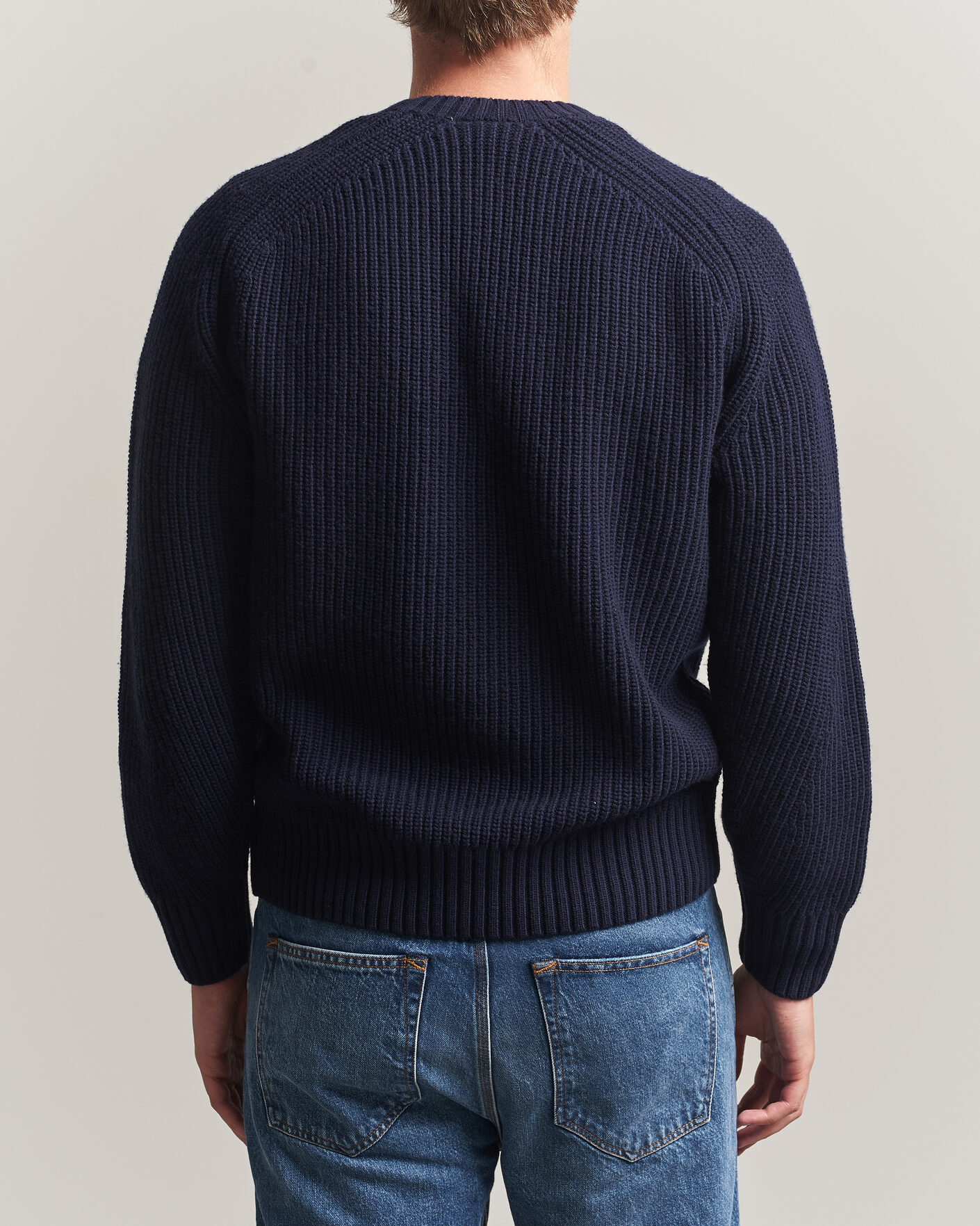 Herr | Tröjor | Lacoste | Heavy Wool Knitted Sweater Navy Blue