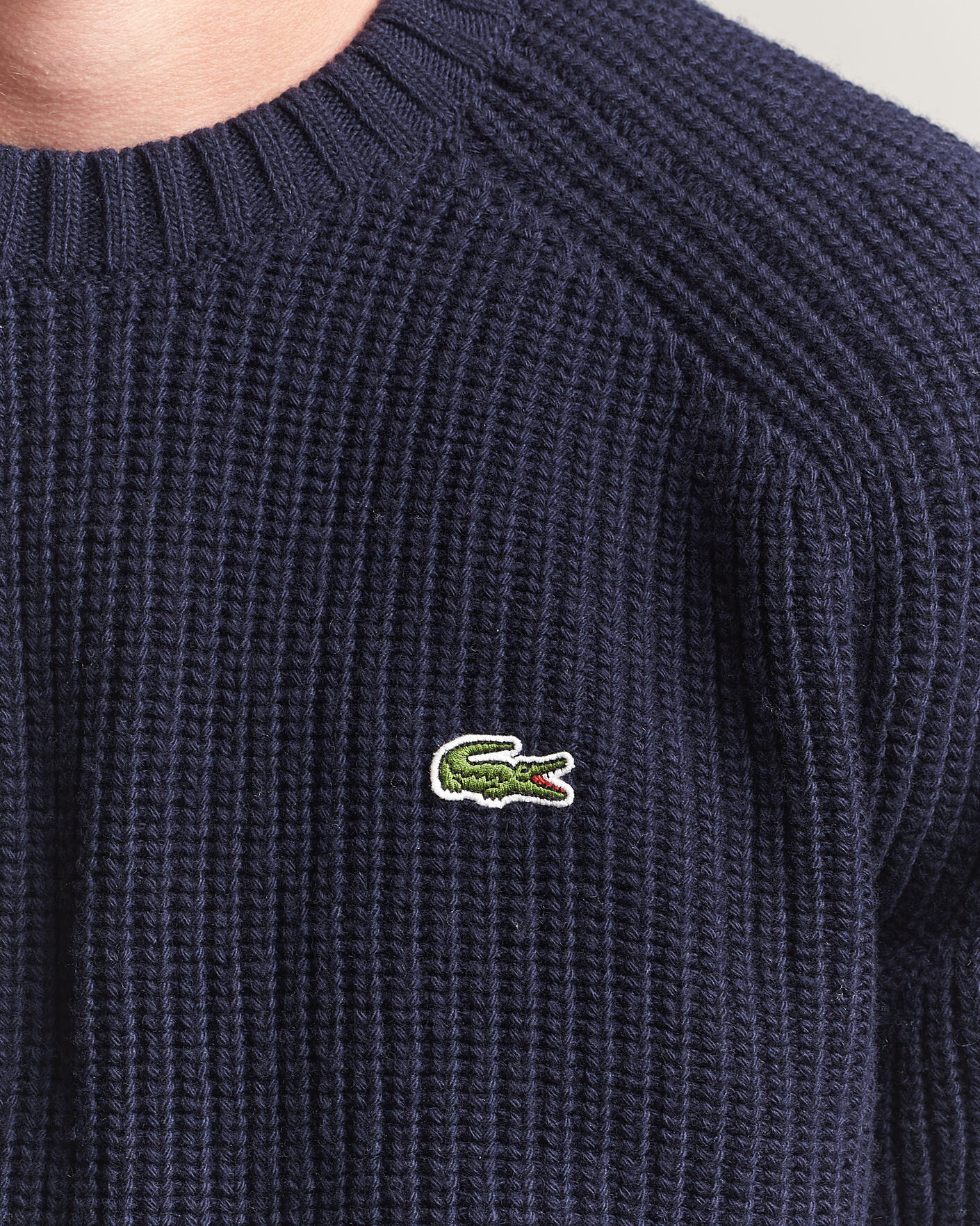 Herr | Tröjor | Lacoste | Heavy Wool Knitted Sweater Navy Blue
