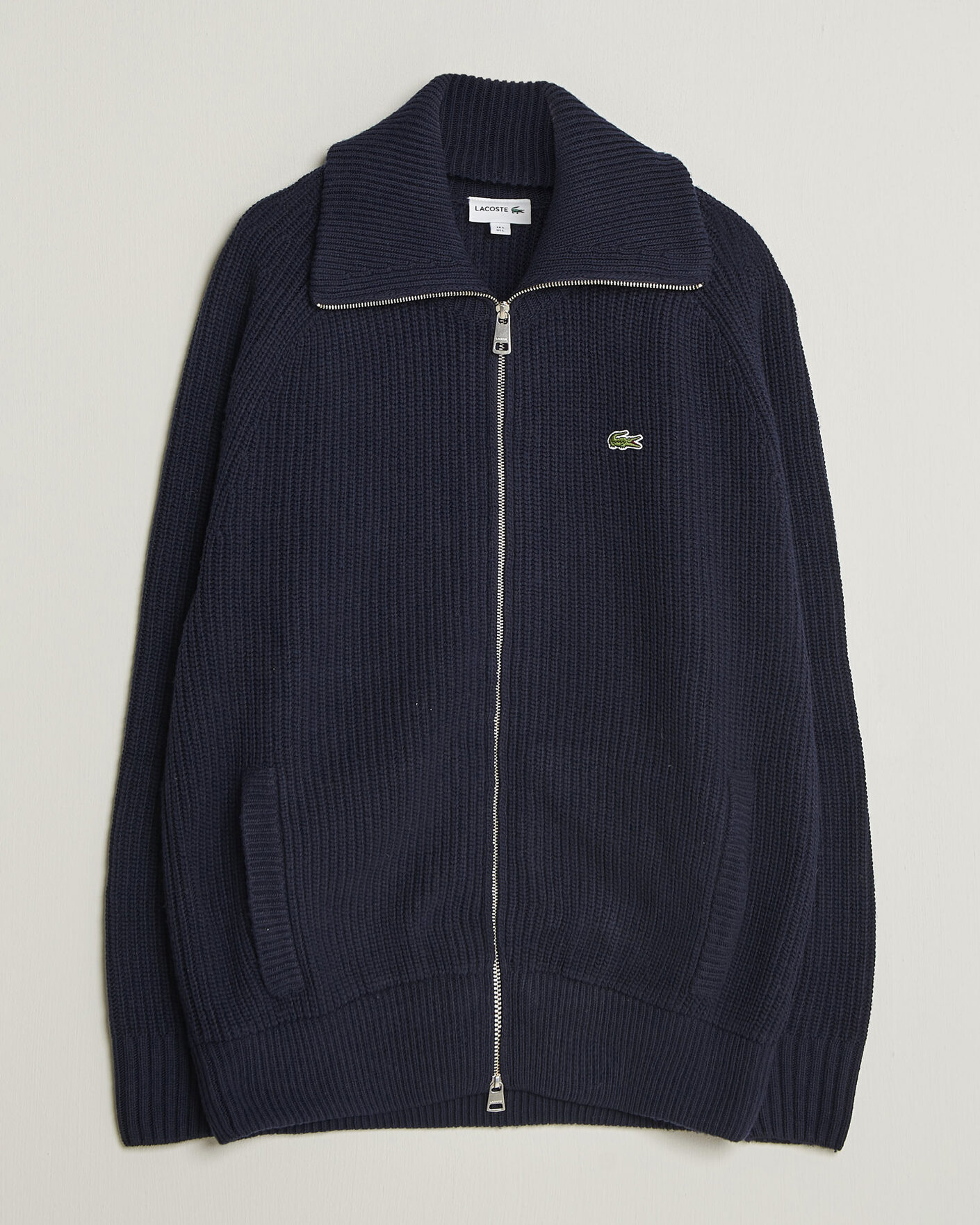 Herr | Tröjor | Lacoste | Heavy Wool Knitted Full Zip Navy Blue