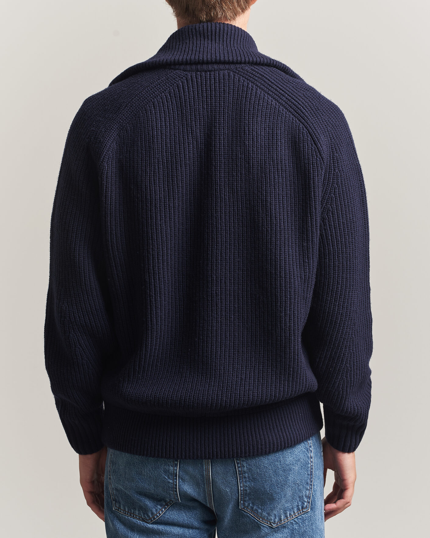 Herr | Tröjor | Lacoste | Heavy Wool Knitted Full Zip Navy Blue