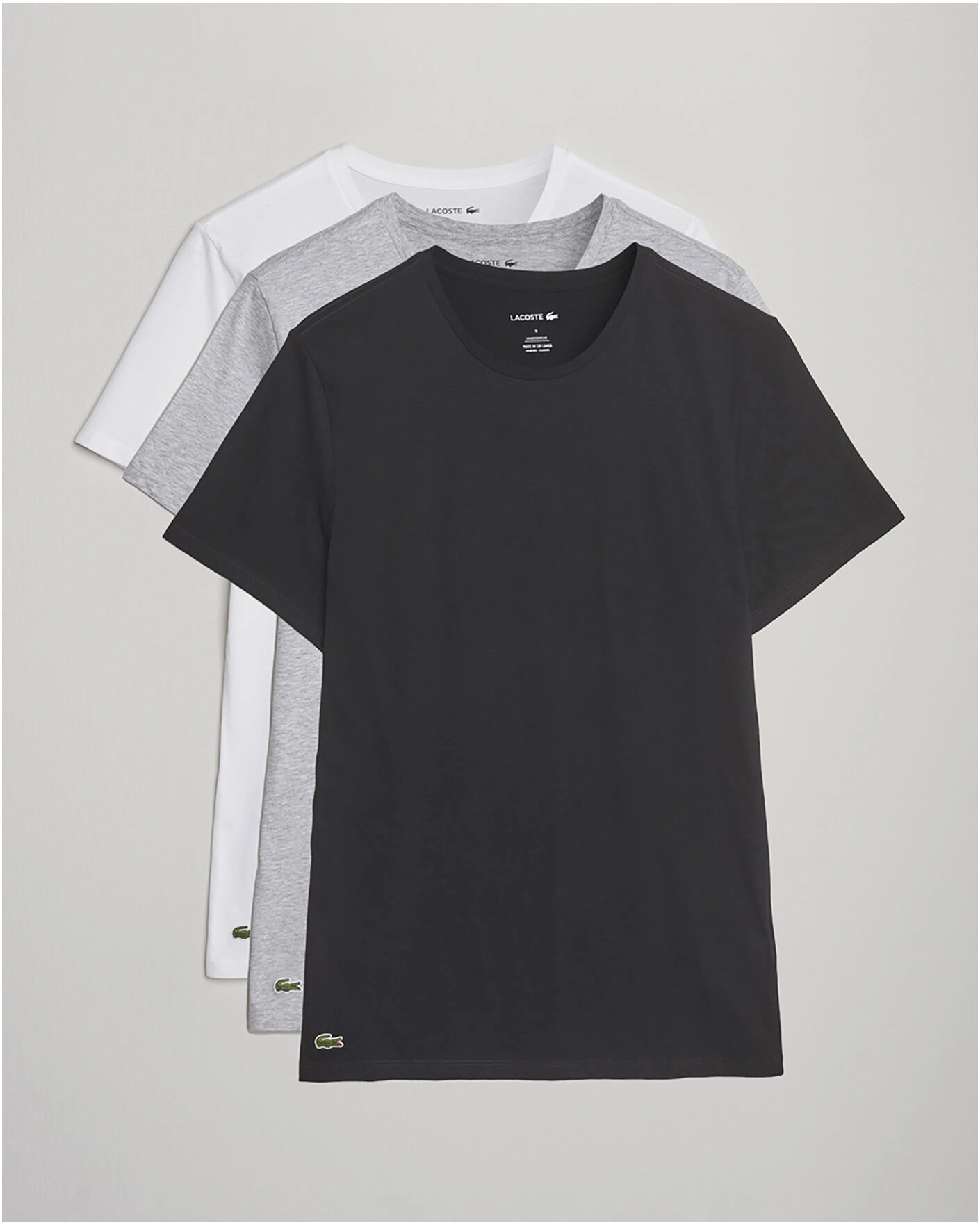 Herr | T-Shirts | Lacoste | 3-Pack Crew Neck T-Shirt White/Grey/Black