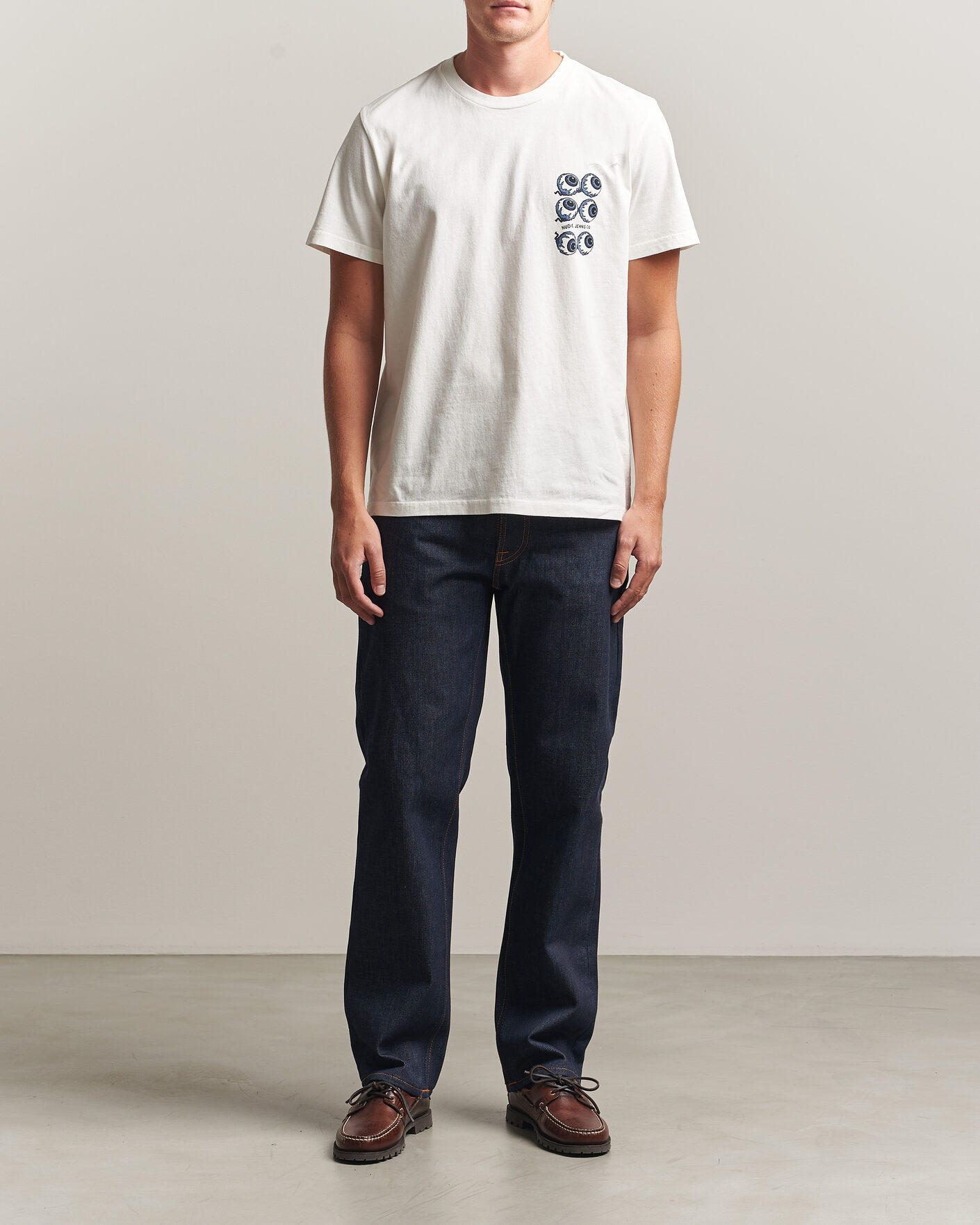 Herr | T-Shirts | Nudie Jeans | Roy Wall Crack T-Shirt Chalk White