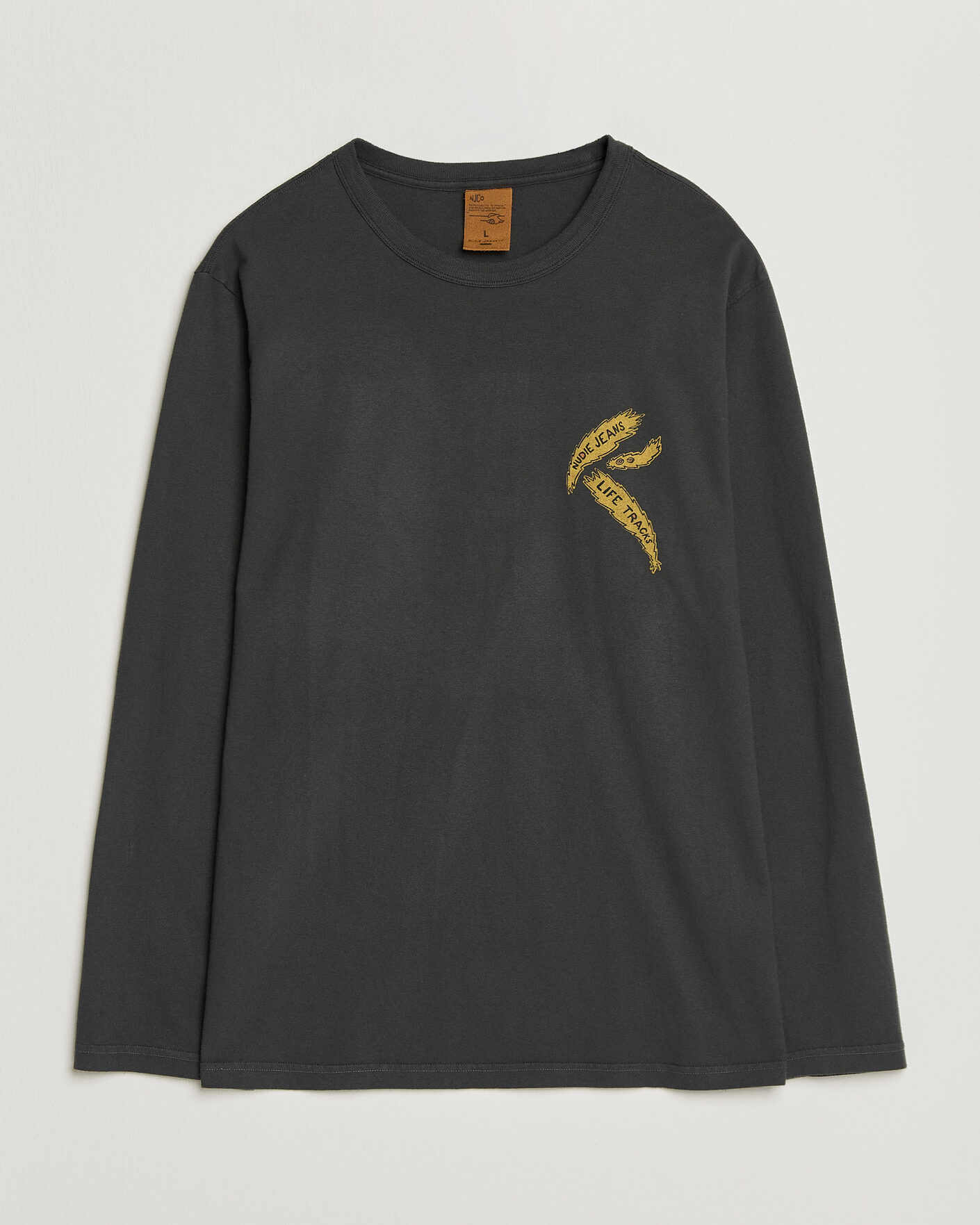 Herr | T-Shirts | Nudie Jeans | Rudi Life Tracks II Long Sleeved T-Shirt Antracite