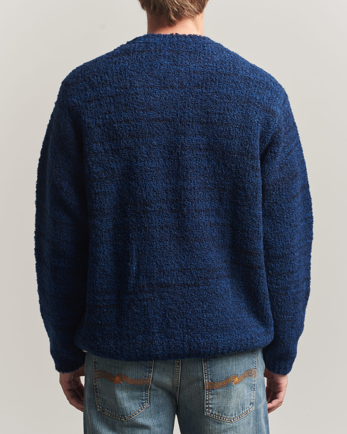 Herr | Tröjor | Nudie Jeans | Gurra Bouclé Knitted Sweater Blue Multi
