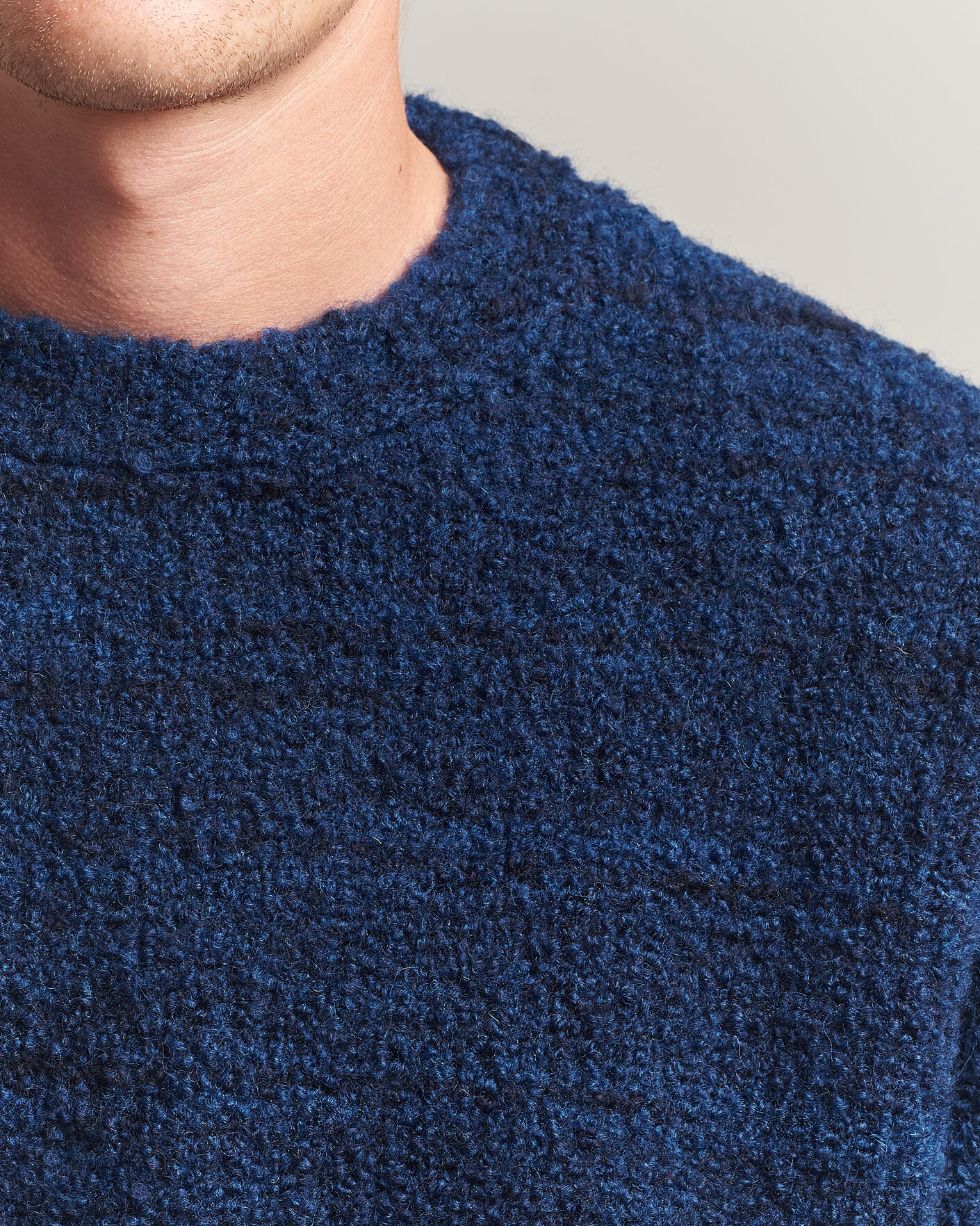 Herr | Tröjor | Nudie Jeans | Gurra Bouclé Knitted Sweater Blue Multi