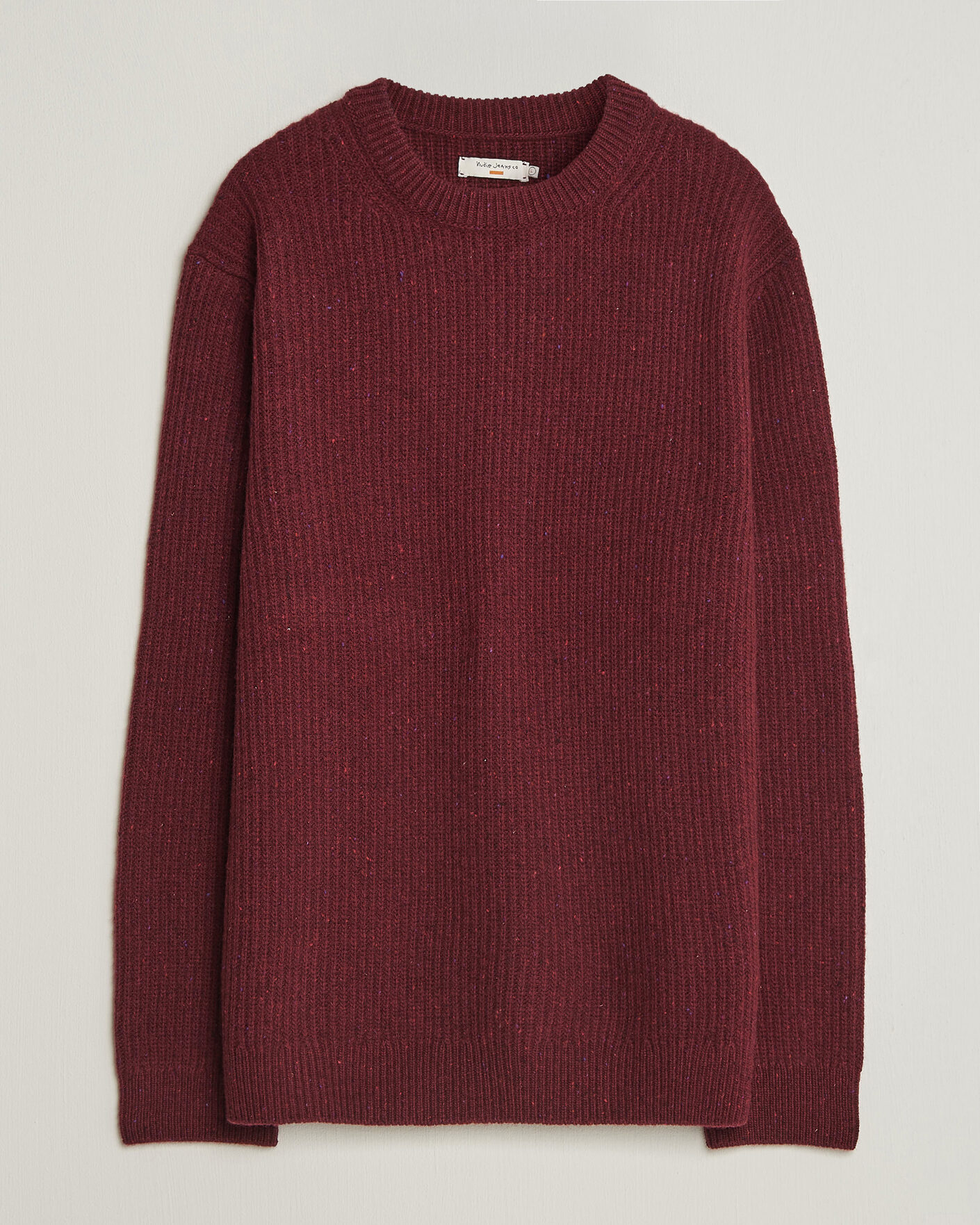 Herr | Tröjor | Nudie Jeans | August Wool Rib Knitted Sweater Burgundy
