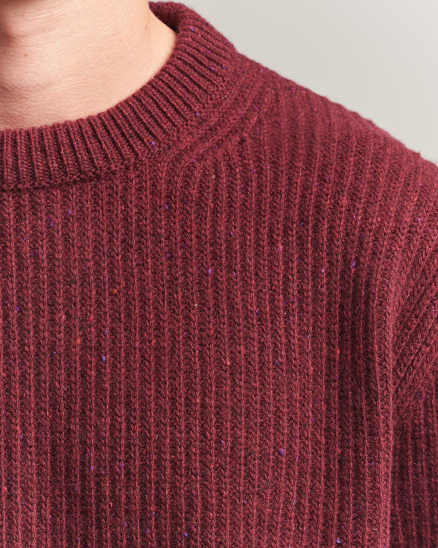 Herr | Tröjor | Nudie Jeans | August Wool Rib Knitted Sweater Burgundy