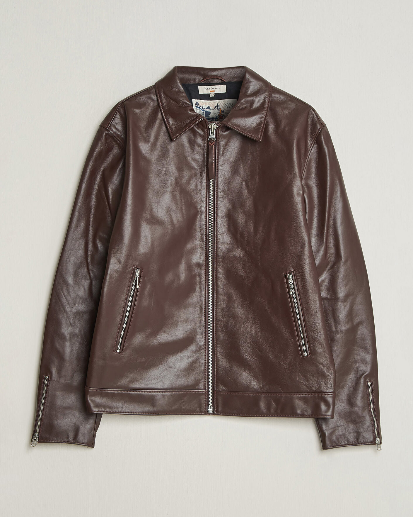 Herr | Jackor | Nudie Jeans | Eddy Rider Leather Jacket Burgundy Brown