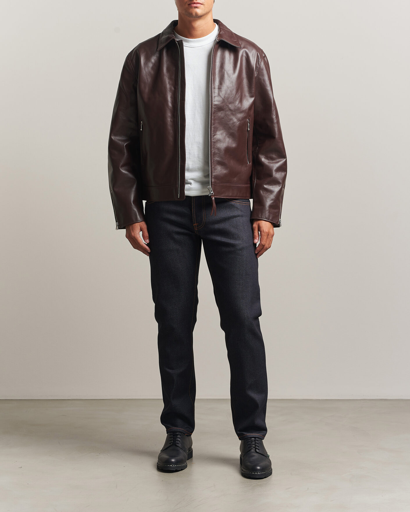 Herr | Jackor | Nudie Jeans | Eddy Rider Leather Jacket Burgundy Brown