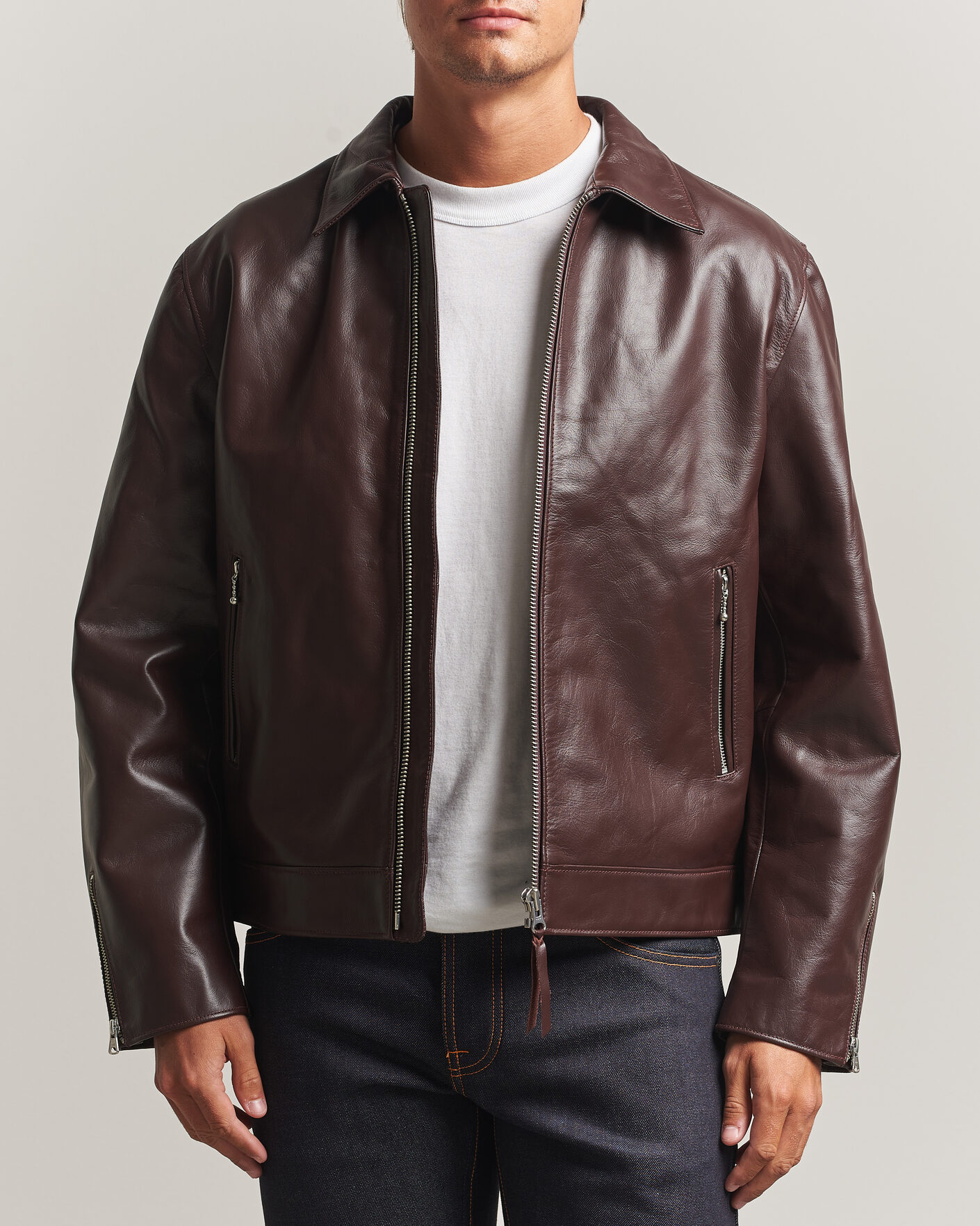 Herr | Jackor | Nudie Jeans | Eddy Rider Leather Jacket Burgundy Brown