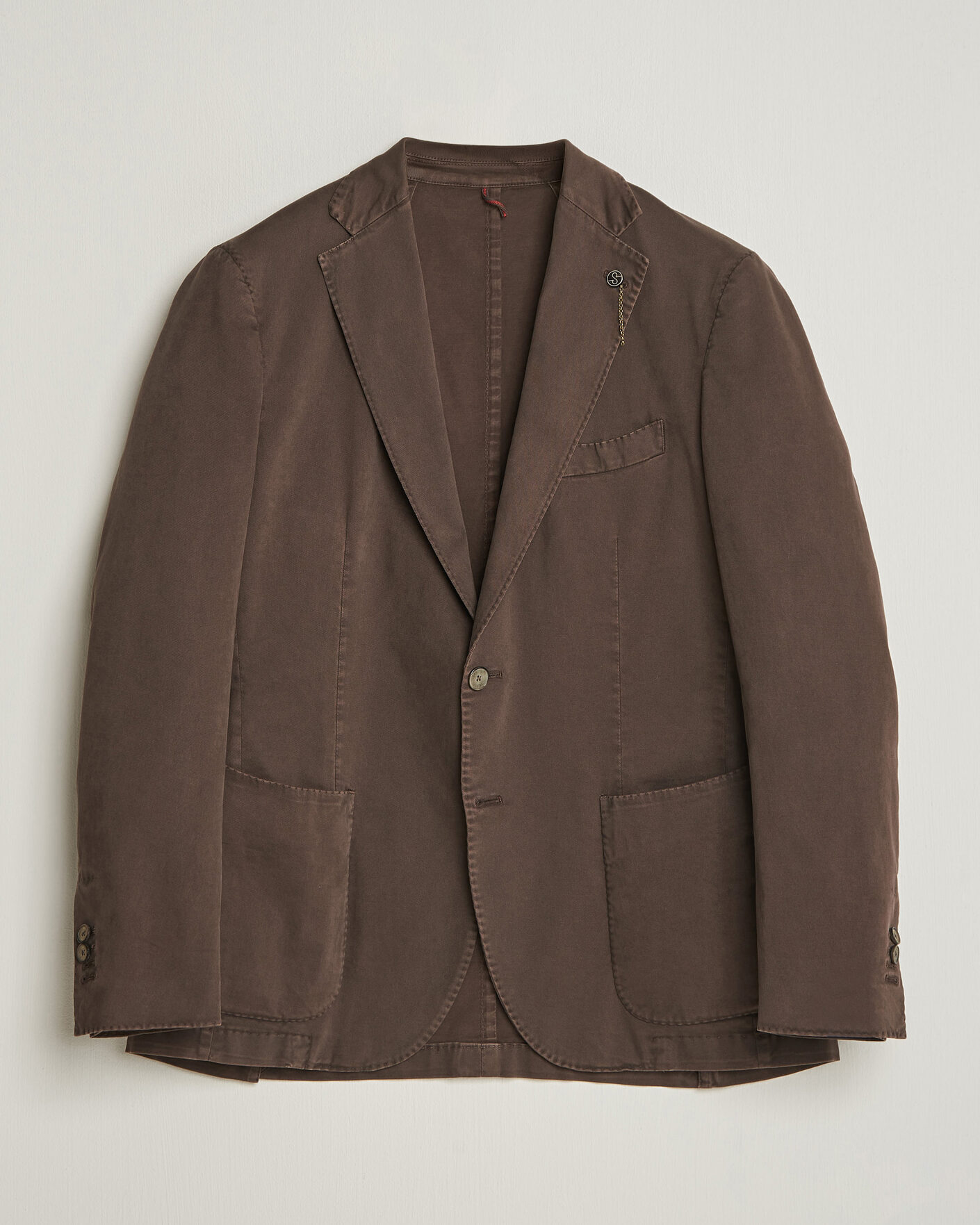 Herr | Kavajer | Santaniello | Washed Cotton Patch Pocket Blazer Brown