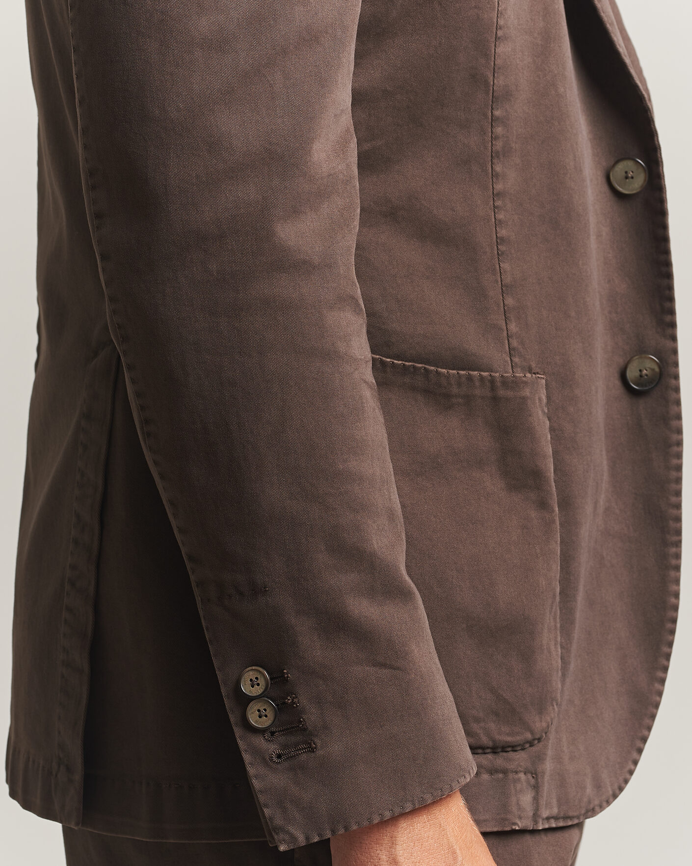 Herr | Kavajer | Santaniello | Washed Cotton Patch Pocket Blazer Brown