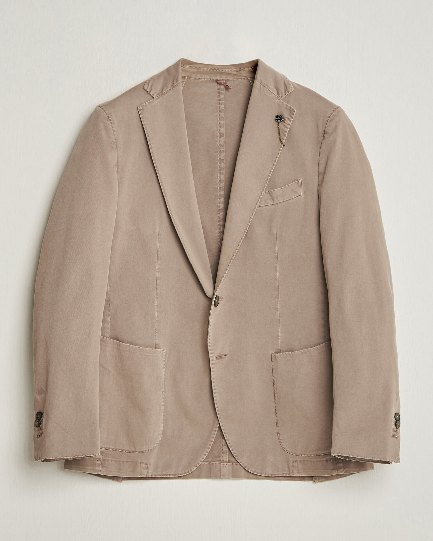 Herr | Kavajer | Santaniello | Washed Cotton Patch Pocket Blazer Taupe