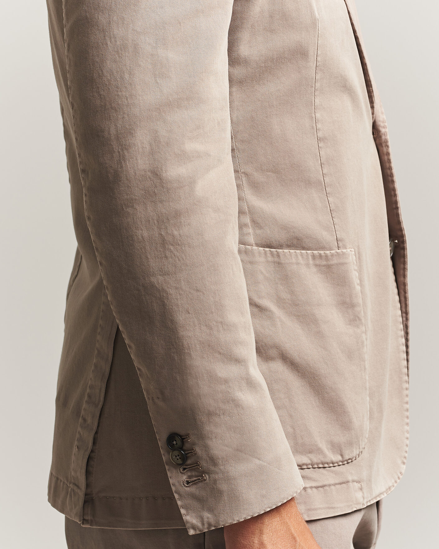 Herr | Kavajer | Santaniello | Washed Cotton Patch Pocket Blazer Taupe