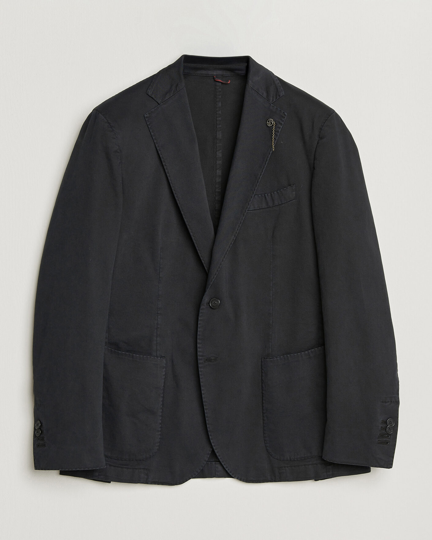 Herr | Kavajer | Santaniello | Washed Cotton Patch Pocket Blazer Black