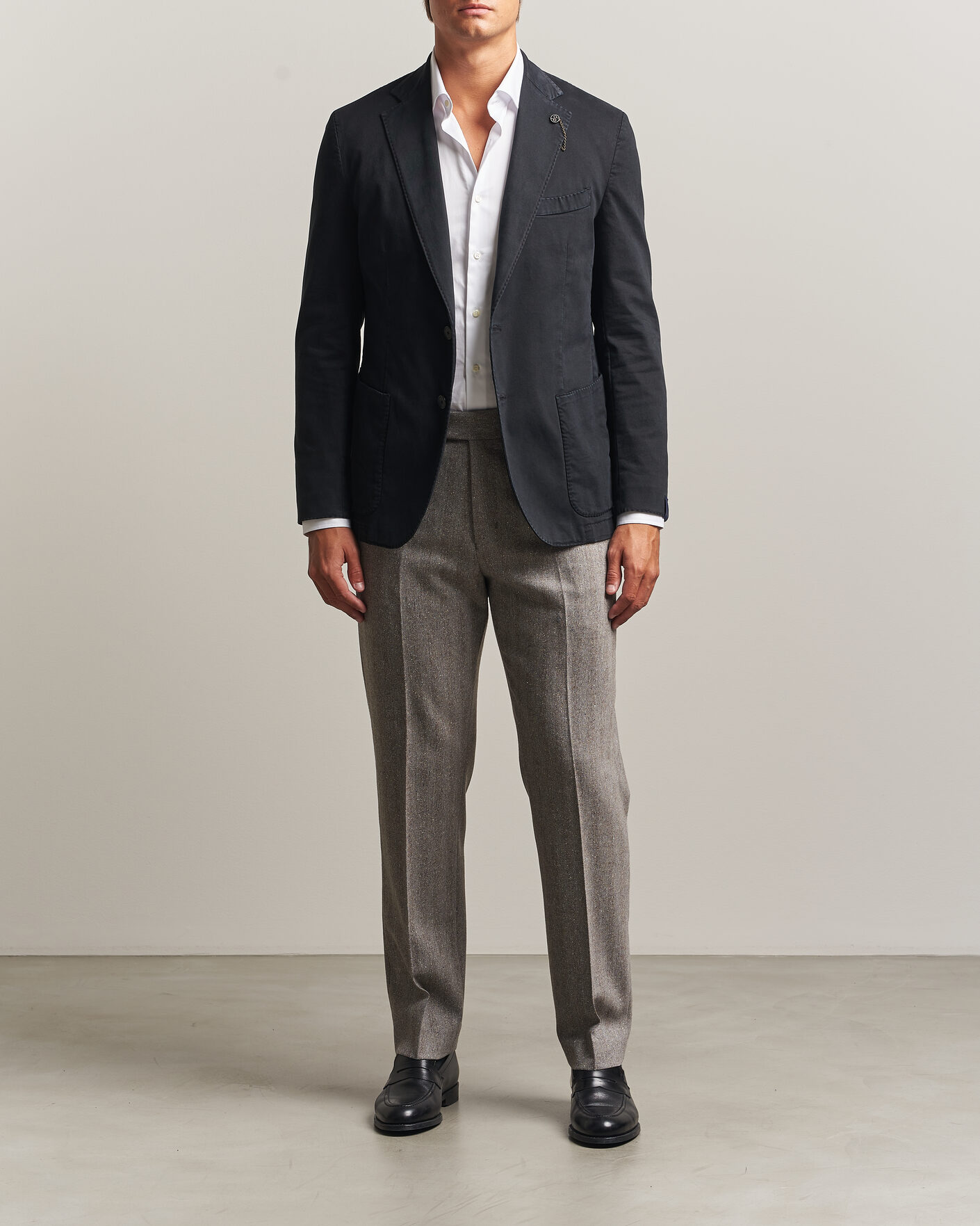 Herr | Kavajer | Santaniello | Washed Cotton Patch Pocket Blazer Black