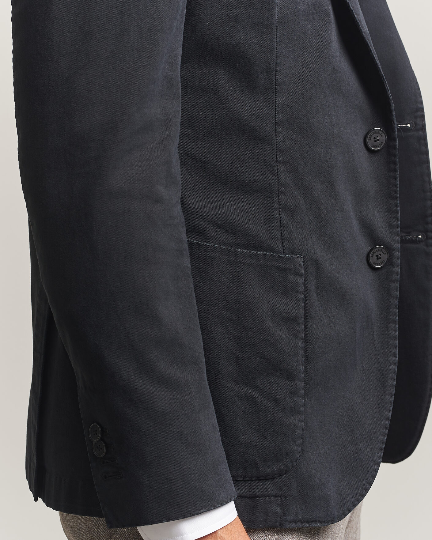 Herr | Kavajer | Santaniello | Washed Cotton Patch Pocket Blazer Black