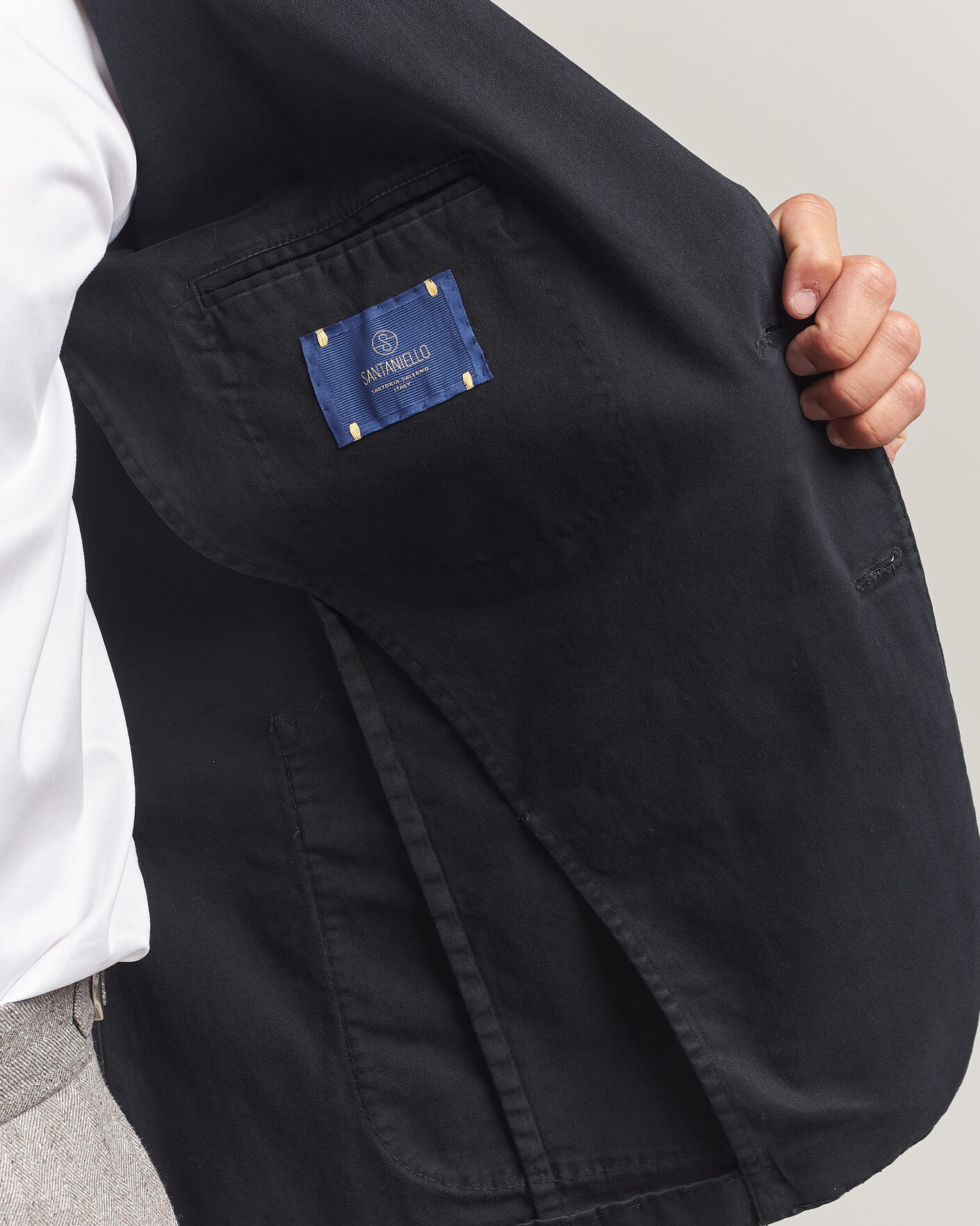 Herr | Kavajer | Santaniello | Washed Cotton Patch Pocket Blazer Black