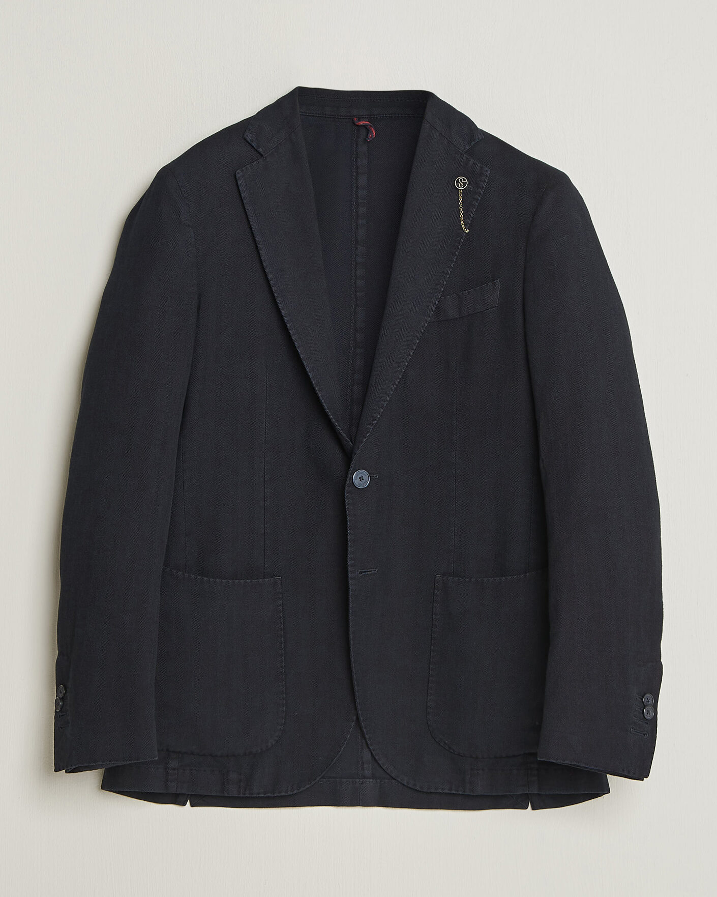 Herr | Kavajer | Santaniello | Soft Touch Cotton Herringbone Blazer Navy