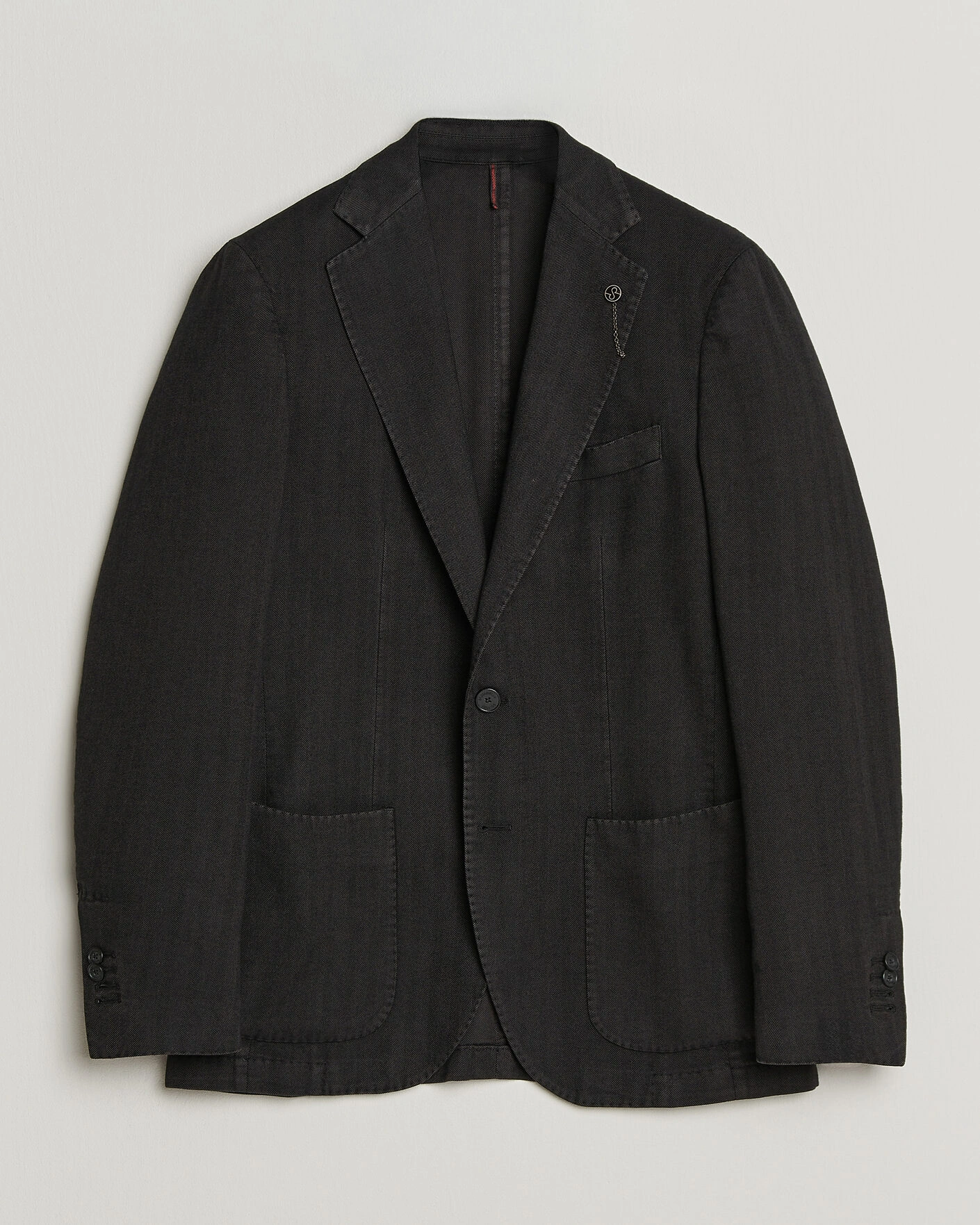 Herr | Kavajer | Santaniello | Soft Touch Cotton Herringbone Blazer Black